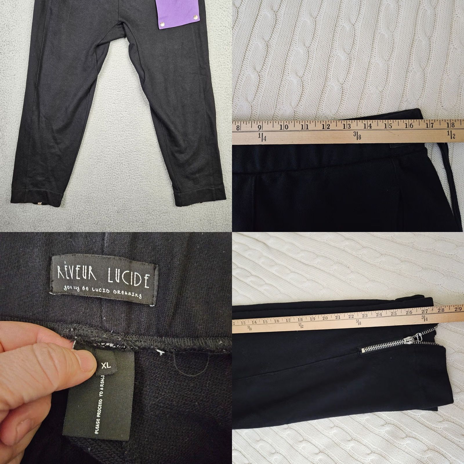 Vintage Reveur Lucide Pants Cropped 100% Cotton Gray XL Unisex Dark Gray Regular Rise Button Front Inseam 27 Size US 36 / EU 52 - 8 Thumbnail