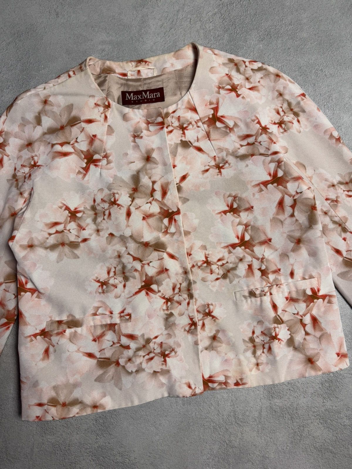 Max Mara MAX MARA Studio Women’s Cotton Viscose Floral Blazer Jacket Size L / US 10 / IT 46 - 3 Thumbnail