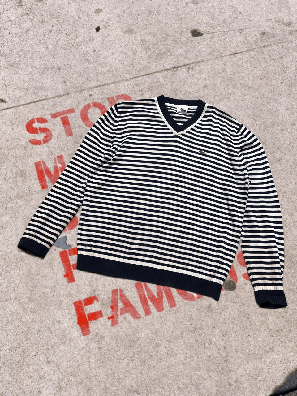 Lacoste Lacoste Sweater Small Striped V-neck Lightweight Size US XXL / EU 58 / 5 - 1 Thumbnail