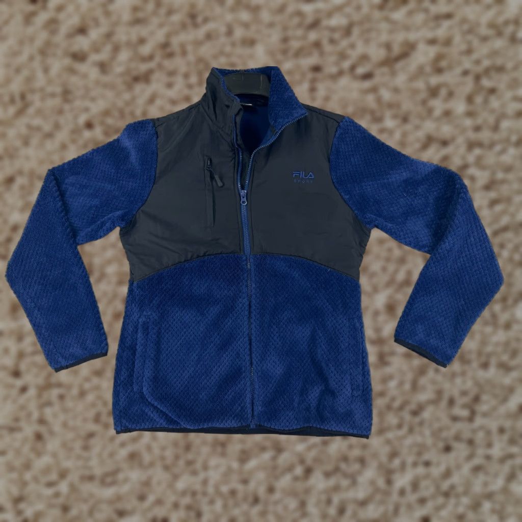 Fila FILA Jacket Womens Medium Blue Black Full Zip 100% Polyester Fleece Mock Neck At Size M / US 6-8 / IT 42-44 - 1 Thumbnail