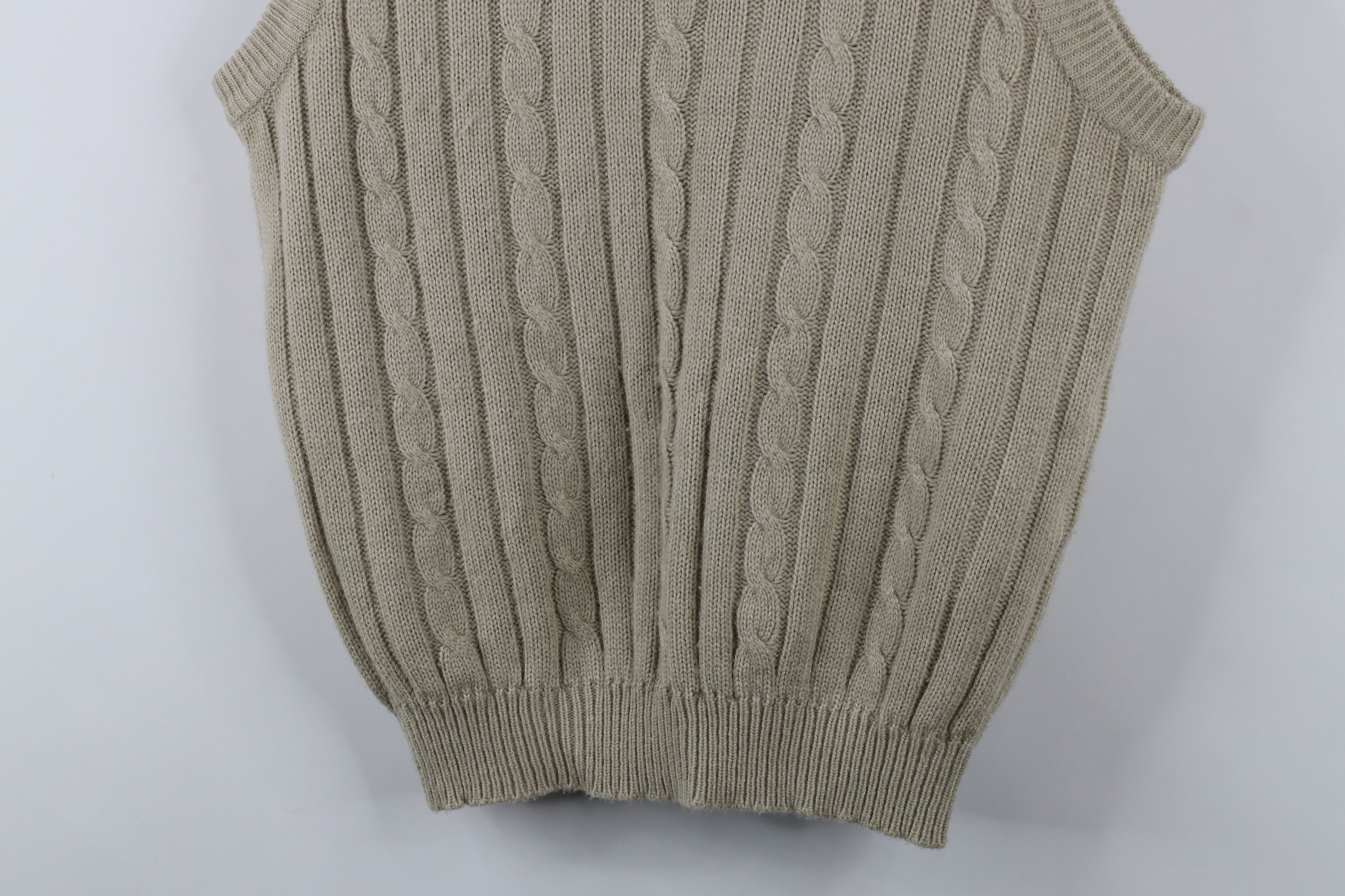 Vintage Vintage 90s Streetwear Chunky Cable Knit Sweater Vest Beige Size L / US 10 / IT 46 - 3 Thumbnail