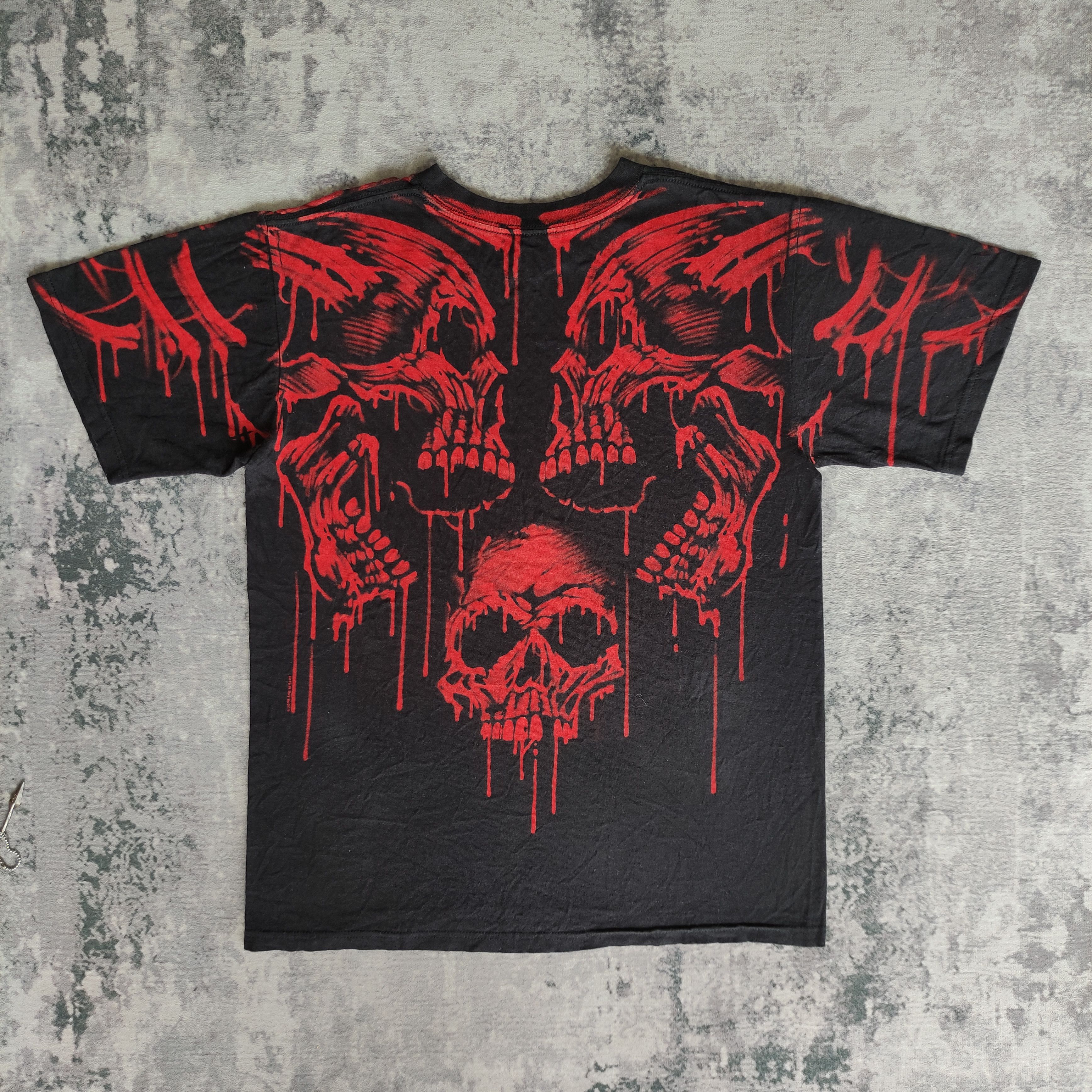 Vintage 💥Vintage 2000s liquid blue skull full print tshirt Size US M / EU 48-50 / 2 - 2 Thumbnail