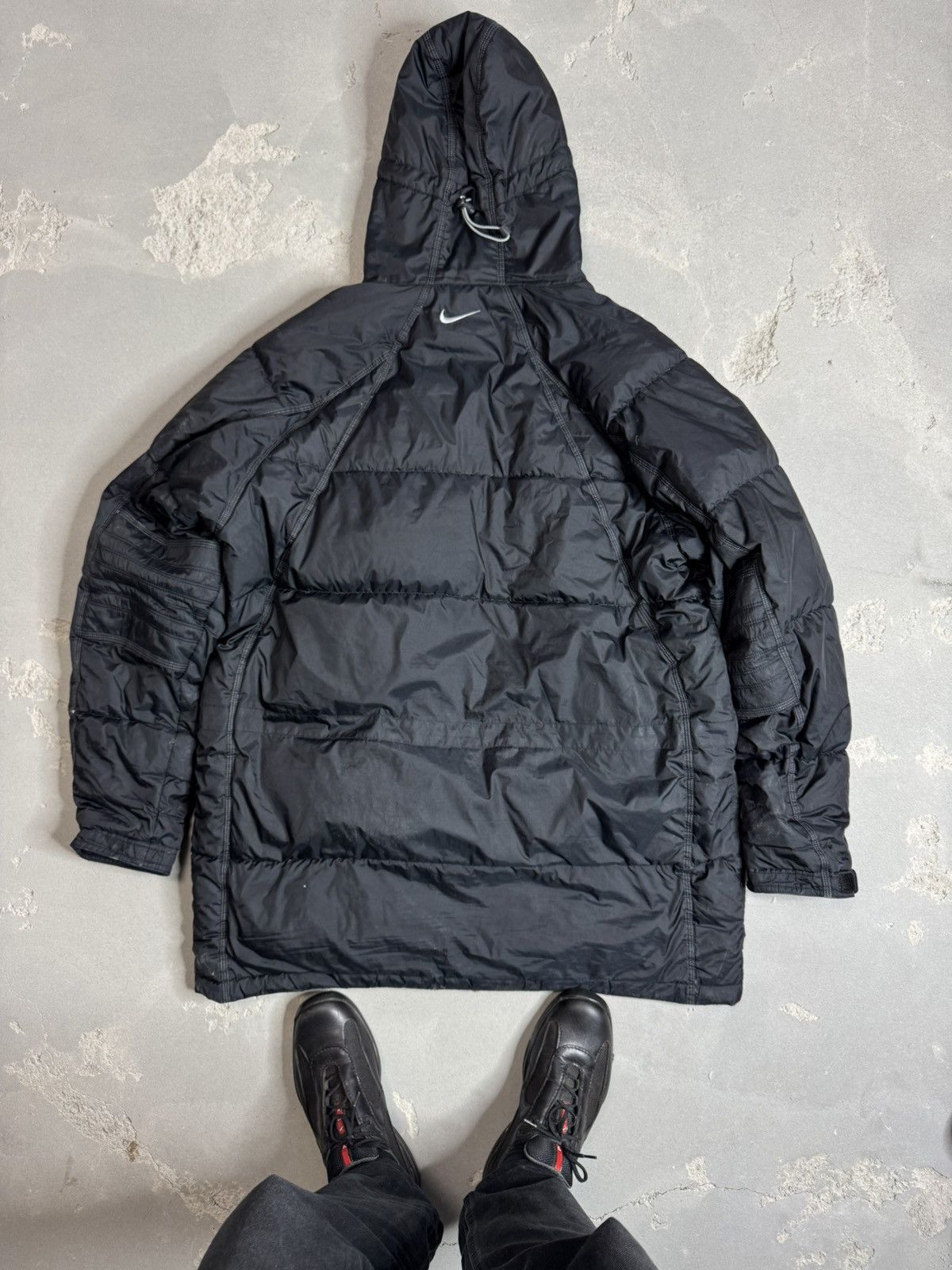 Nike × Vintage Vintage 90s Nike Black Puffer Down Jacket Mini Swoosh Logo Size US XL / EU 56 / 4 - 2 Thumbnail