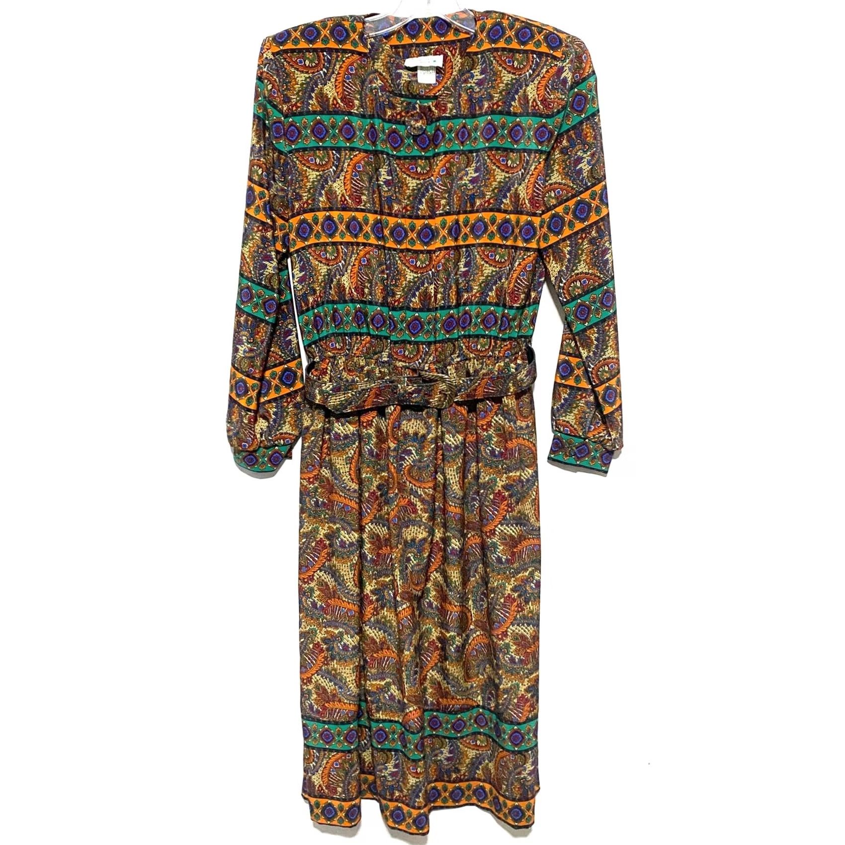 Etro VTG Lady Carol New York Paisley Pleated Dress Women 6P Secretary Retro Boho USA Shirt Dress Midi Multicolor Paisley 70s 80s Womens Size M / US 6-8 / IT 42-44 - 2 Thumbnail