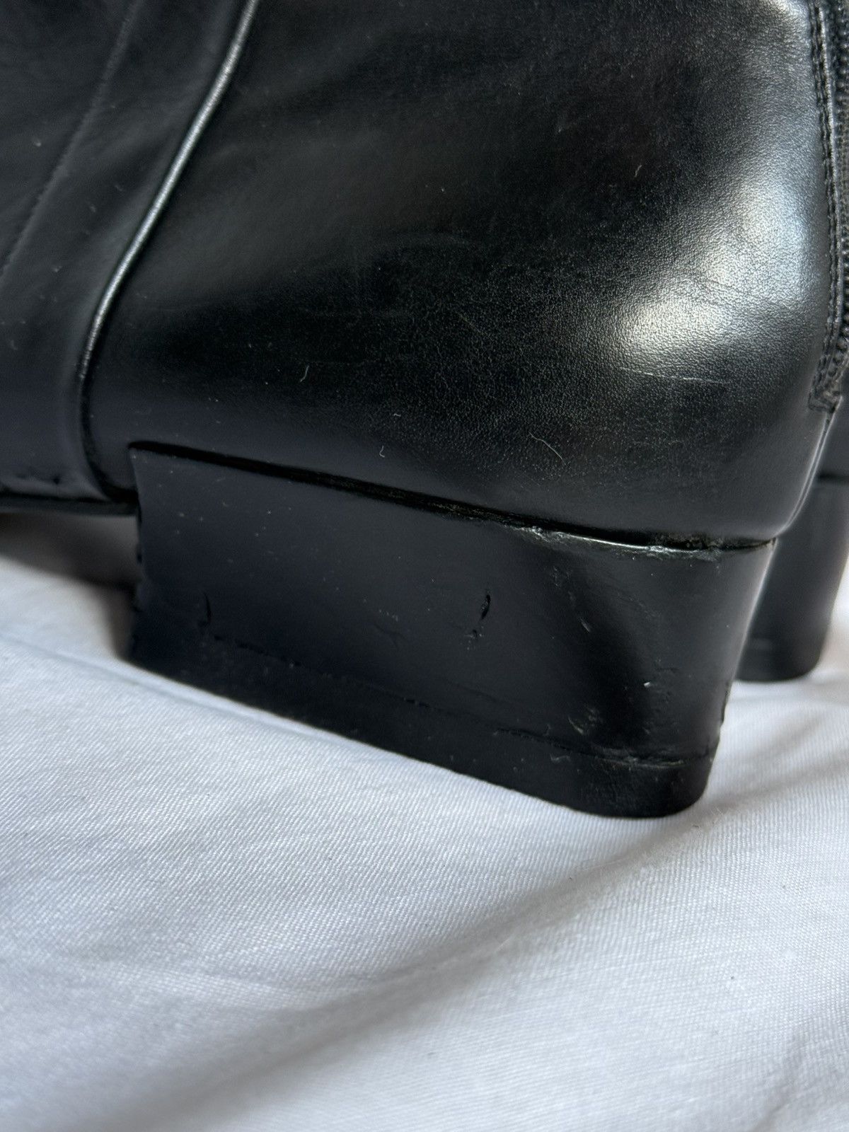 Prada Prada Vintage Leather Black Biker Boots Squared Toe Size US 7 / IT 37 - 8 Thumbnail