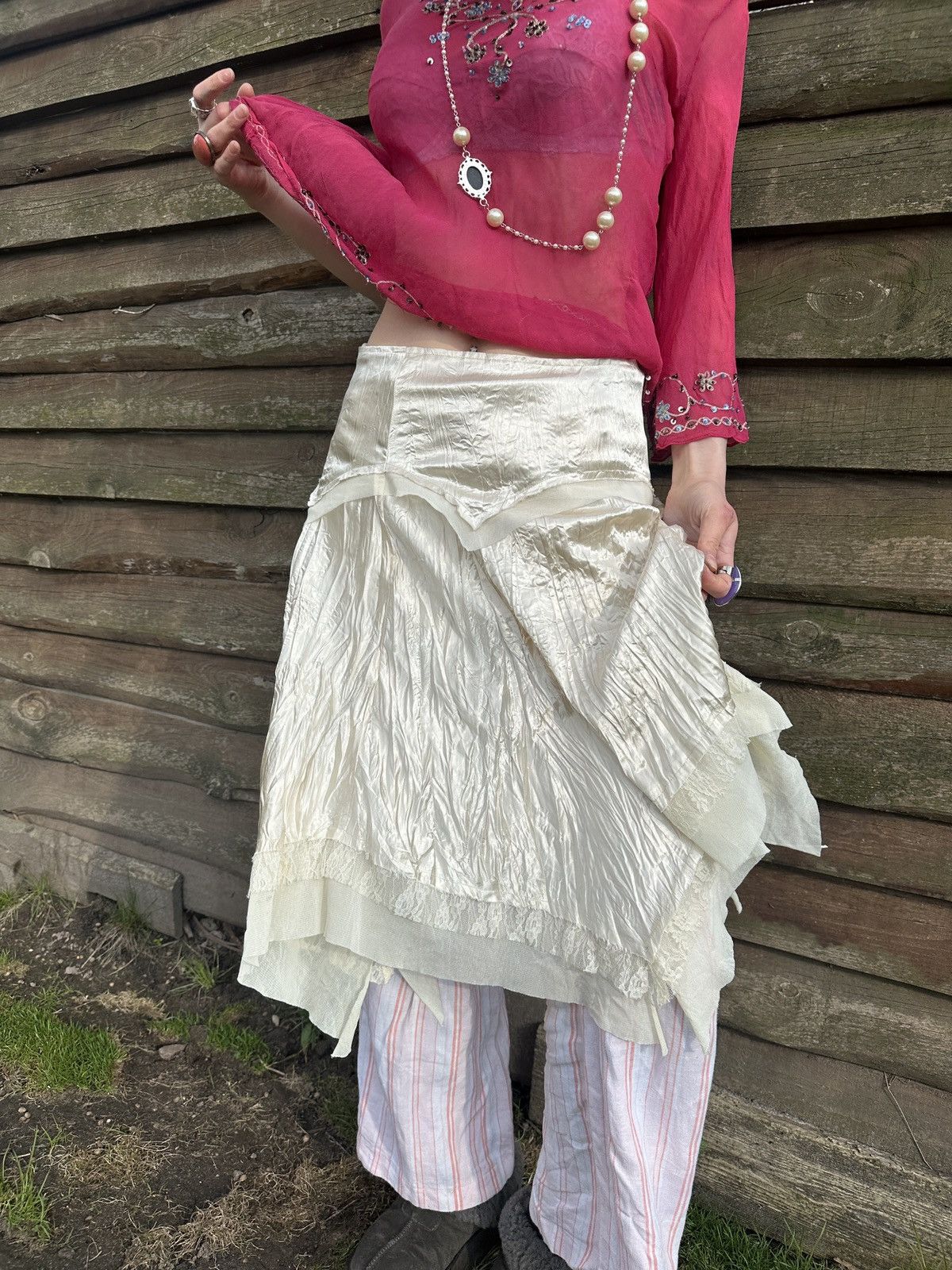 Vintage Vintage cream beige fairy long skirt Size 25" / US 0 / IT 36 - 6 Thumbnail