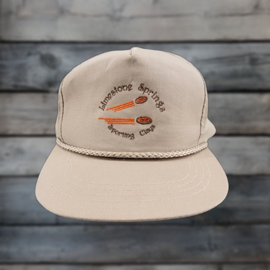 Vintage VINTAGE Limestone Springs Sporting Clays Hat Cap Tan Adjustable Embroidered Snapback Men Sports Cap Tan White Cotton Hat Cap Size ONE SIZE - 1 Thumbnail