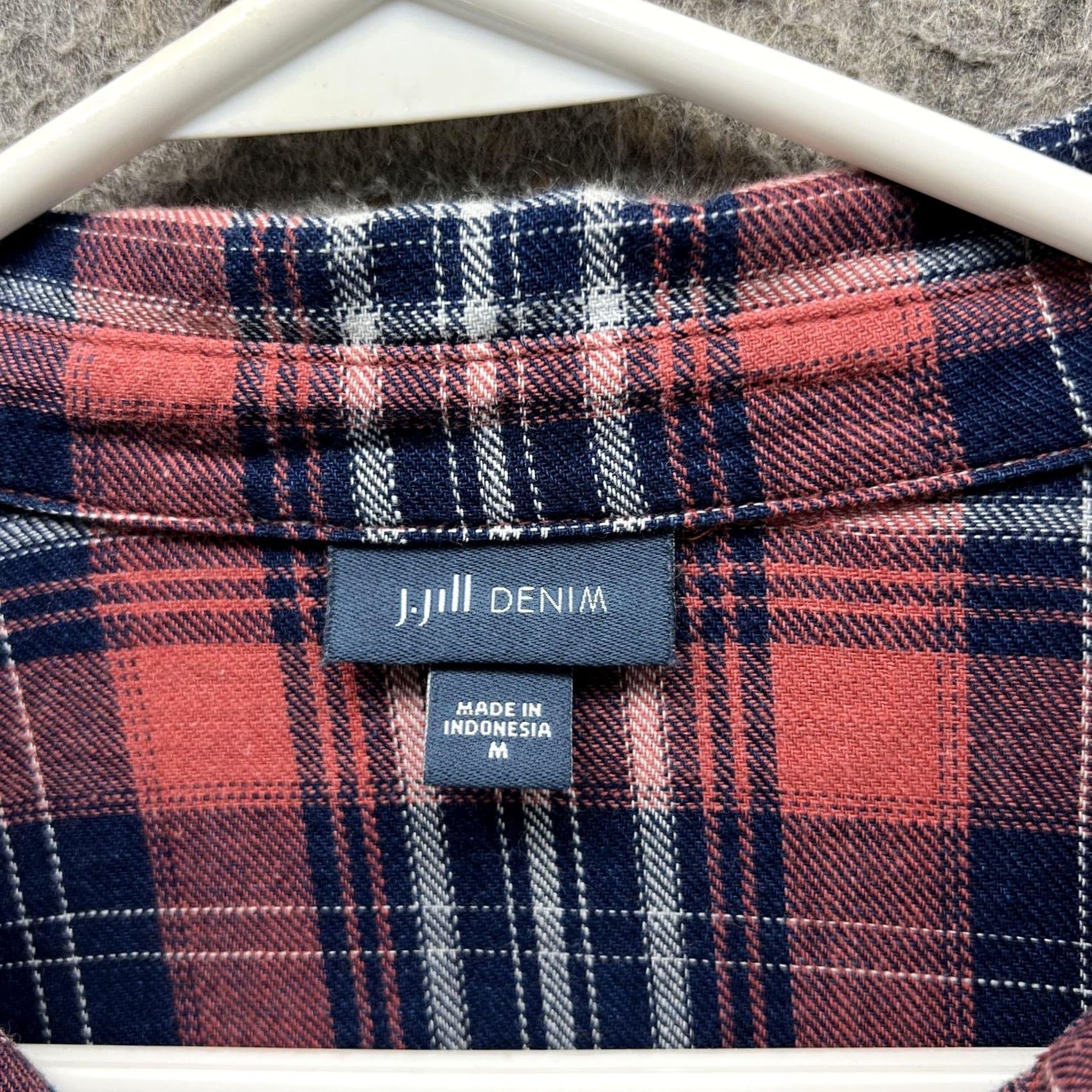 J. Jill J. Jill Shirt Womens Medium Red Plaid Button-Up Long Sleeve Flannel Tunic Top Size M / US 6-8 / IT 42-44 - 2 Thumbnail