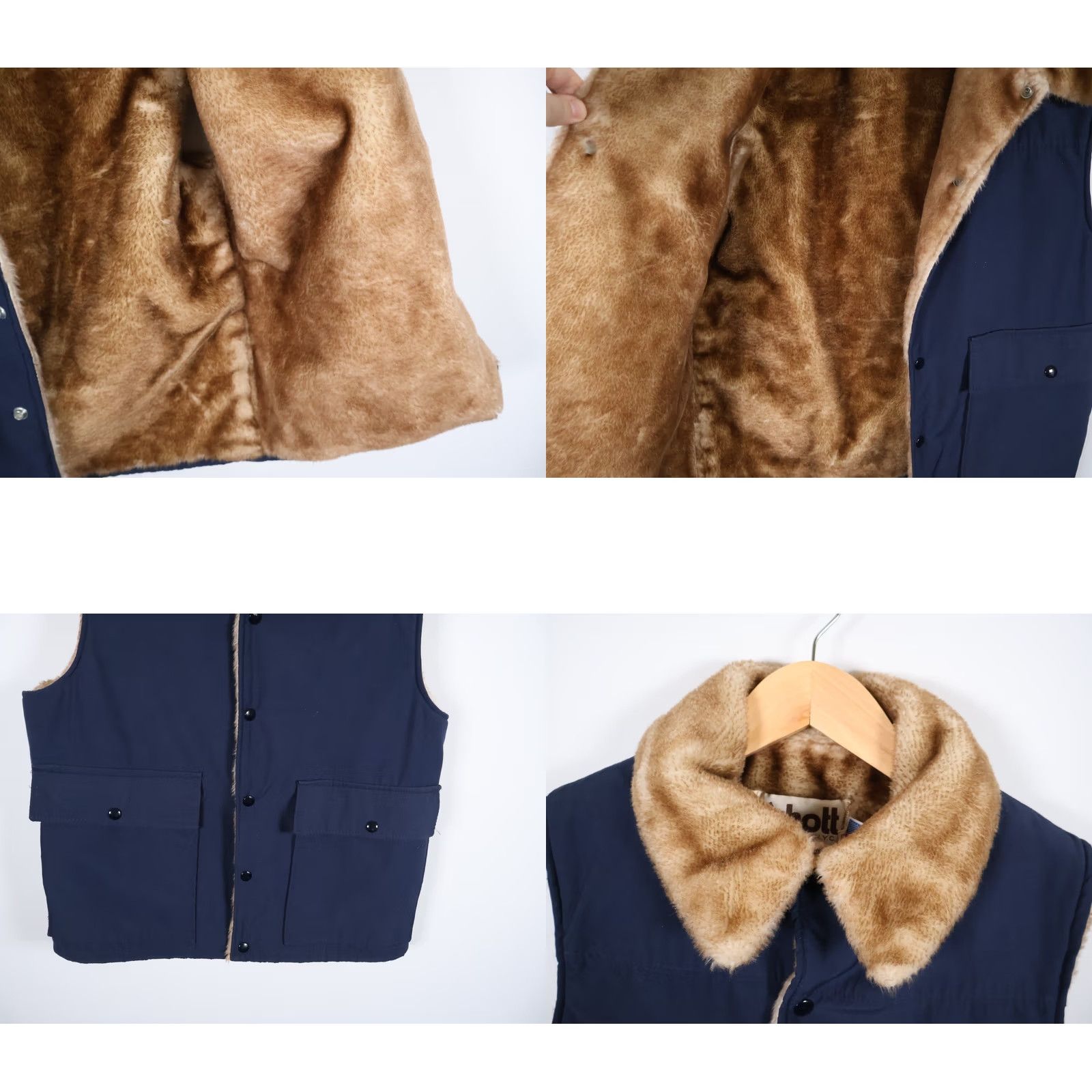Schott VINTAGE Schott NYC Vest Men’s Large Dark Blue Faux Fur Lined Snap Button VTG Shirt Category: Vest Ladies? Size US L / EU 52-54 / 3 - 8 Thumbnail