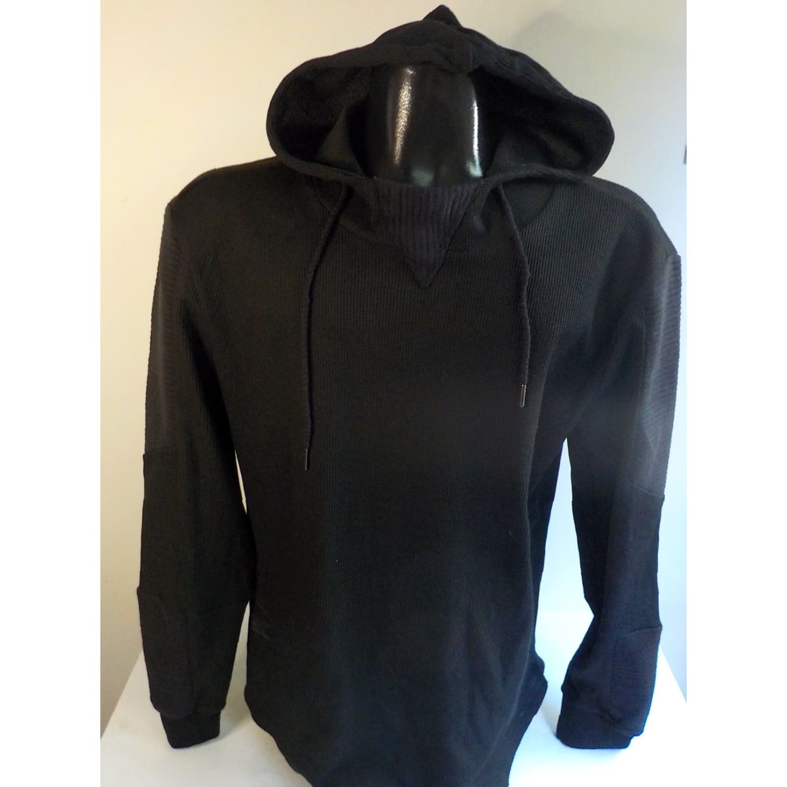 Other AMONGST OTHERS Mens Pullover Hooded Waffle Weave Sweater Black SZ LARGE Size US L / EU 52-54 / 3 - 2 Thumbnail