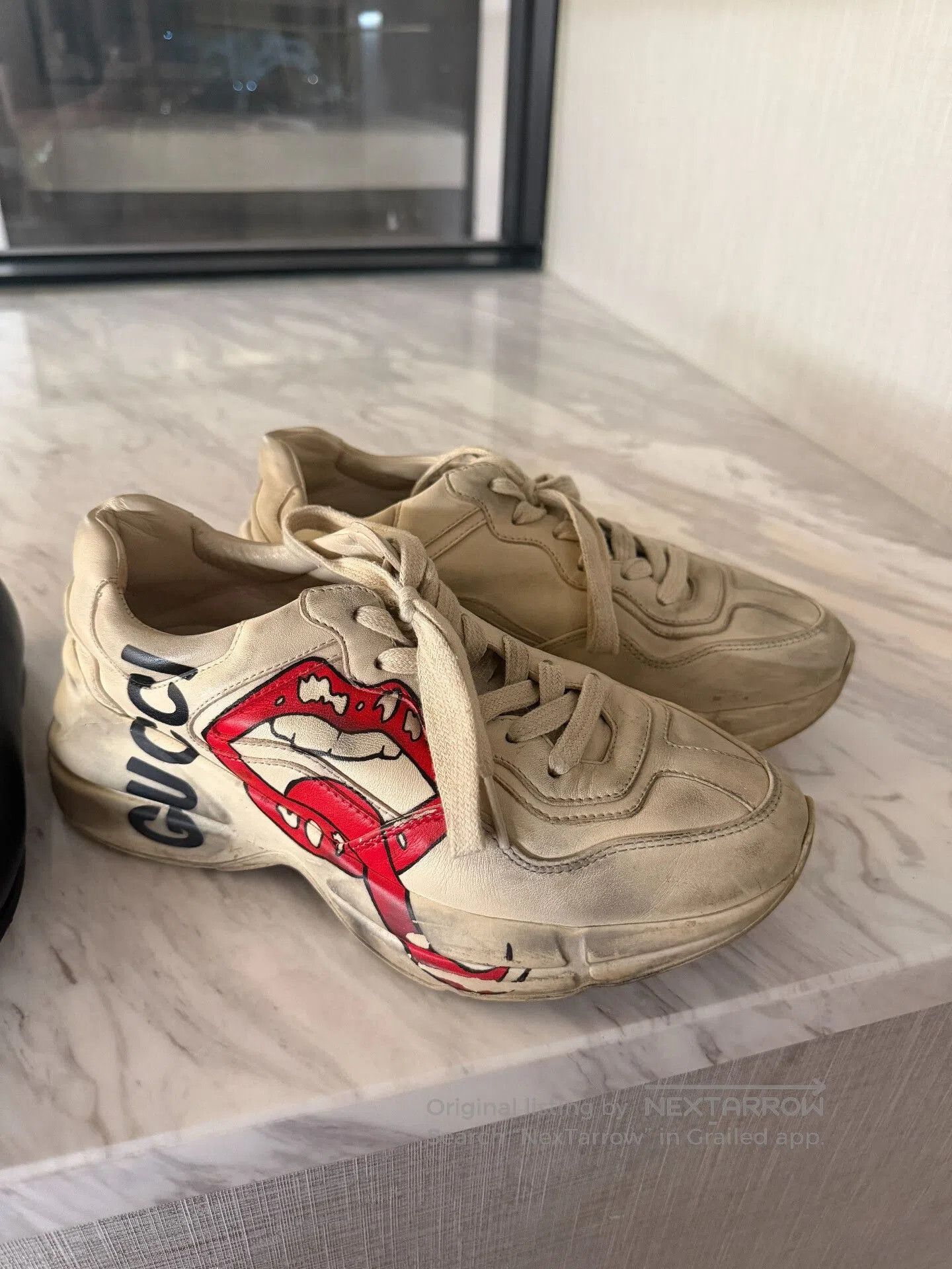 Gucci Gucci Distressed Sneakers Red Tongue. Size US 6 / IT 36 - 2 Thumbnail