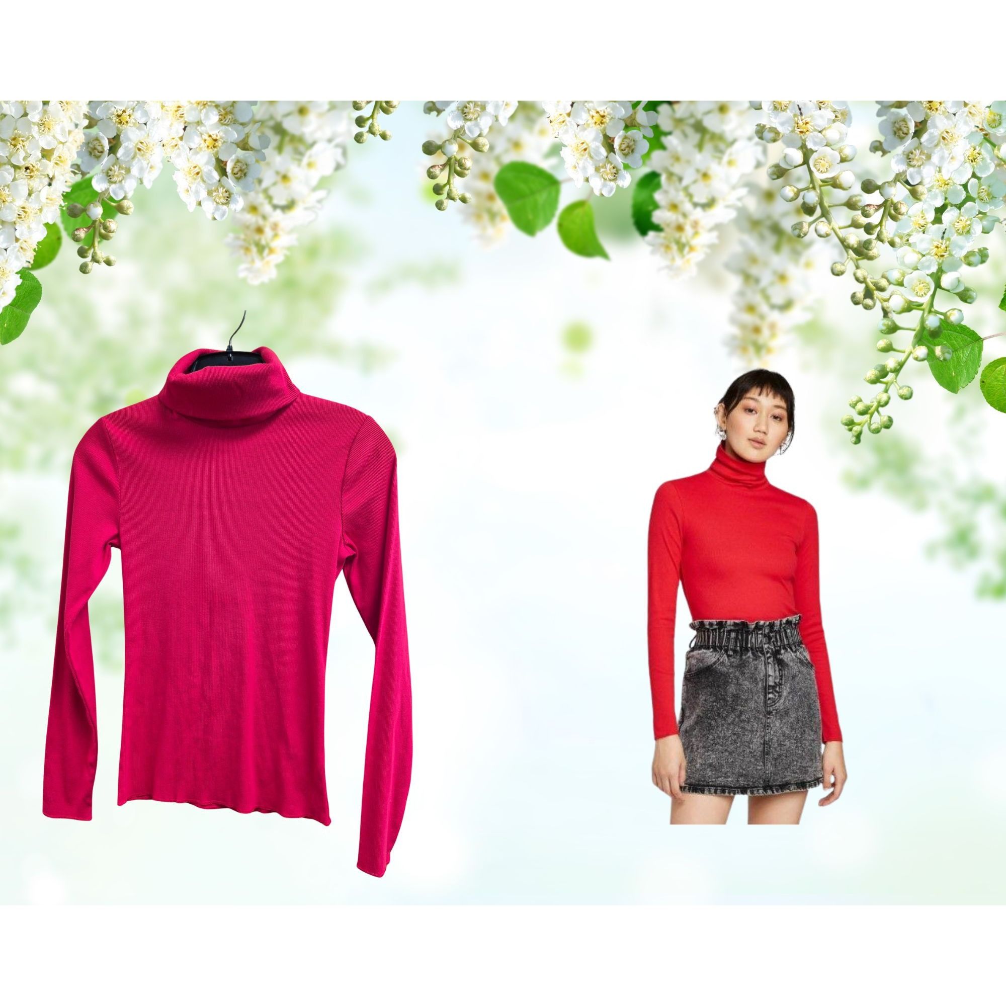 Other Women's Long Sleeve Mock Turtleneck Rib-Knit T-Shirt - Wild Size S / US 4 / IT 40 - 1 Thumbnail