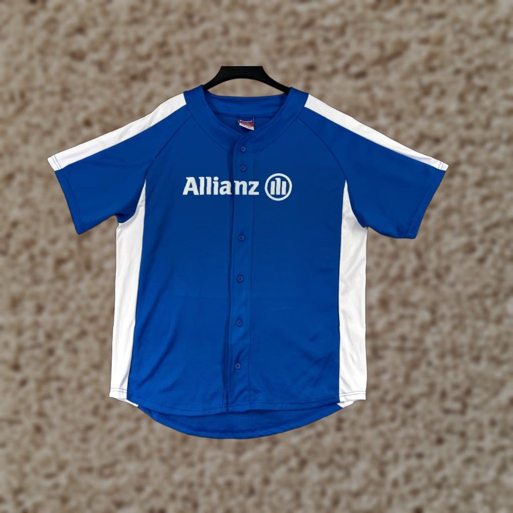 Champion Champion Baseball Jersey Adult XL Blue Button Up Polyester Jersey Mens Regular Short Sleeve Sports Gym Casual Shirt Size US XL / EU 56 / 4 - 1 Thumbnail
