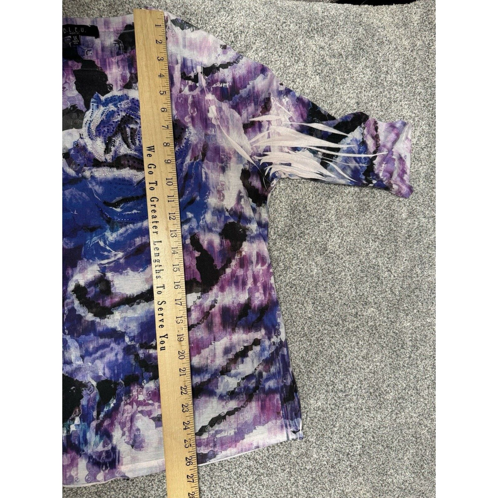 Other 90s Y2K Womens Top 1X Plus Abstract Floral Rhinestones Size XL / US 12-14 / IT 48-50 - 12 Thumbnail