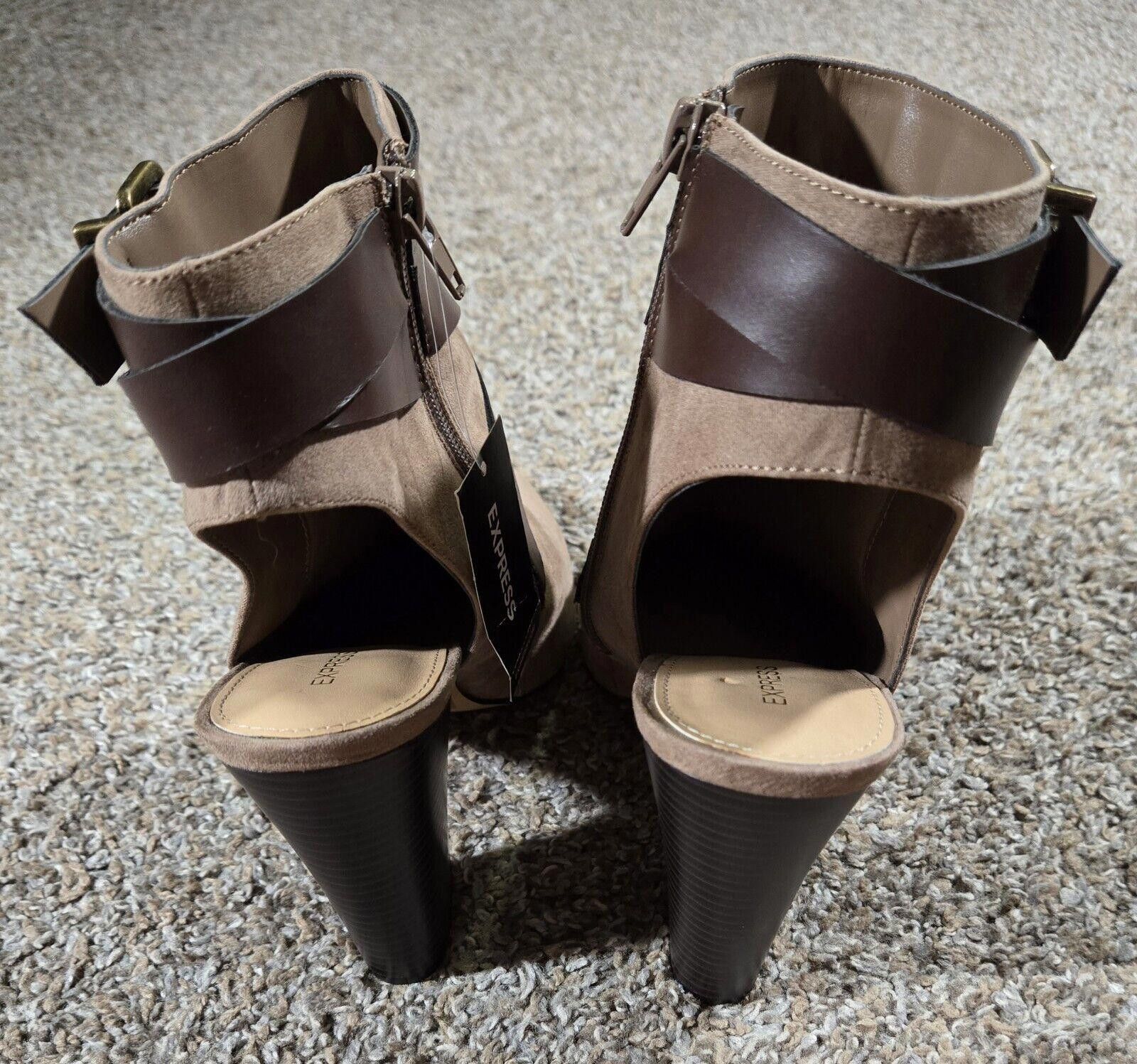 Express Express Pointed Toe Open Back Tan High Heel Shoe Size 9 Size US 9 / IT 39 - 4 Thumbnail