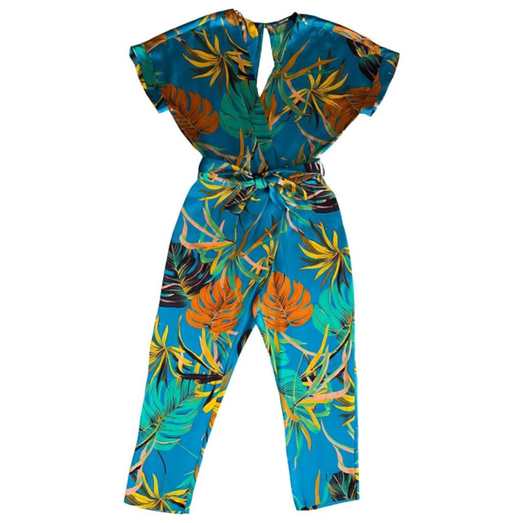 Zara Zara TRF Collection Green Printed Shortsleeve Jumpsuit, M Size 30" / US 8 / IT 44 - 9 Thumbnail