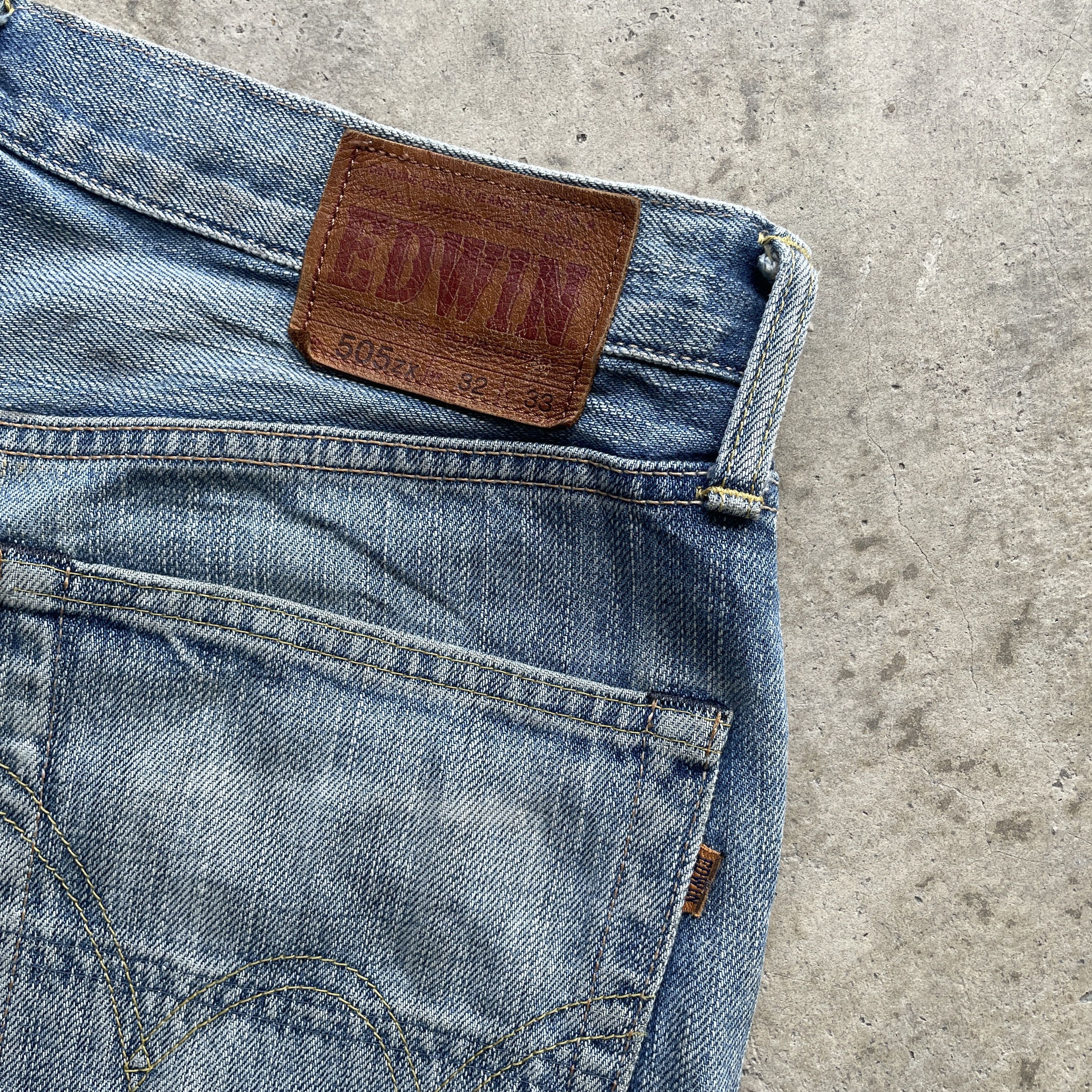 Edwin VINTAGE EDWIN 505 DISTRESSED BAGGY FADED REDLINE JEANS PANTS Size US 33 - 8 Thumbnail