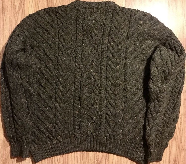 Lands' End Vintage Aran Wool Fishermans Sweater Mens L Green Lands End Size US L / EU 52-54 / 3 - 2 Thumbnail