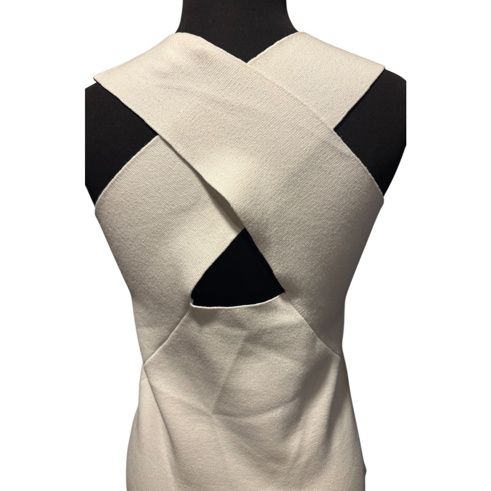 Ann Taylor Ann Taylor White Knit V Neck Criss Cross Back Stretch Top M Size M / US 6-8 / IT 42-44 - 4 Thumbnail