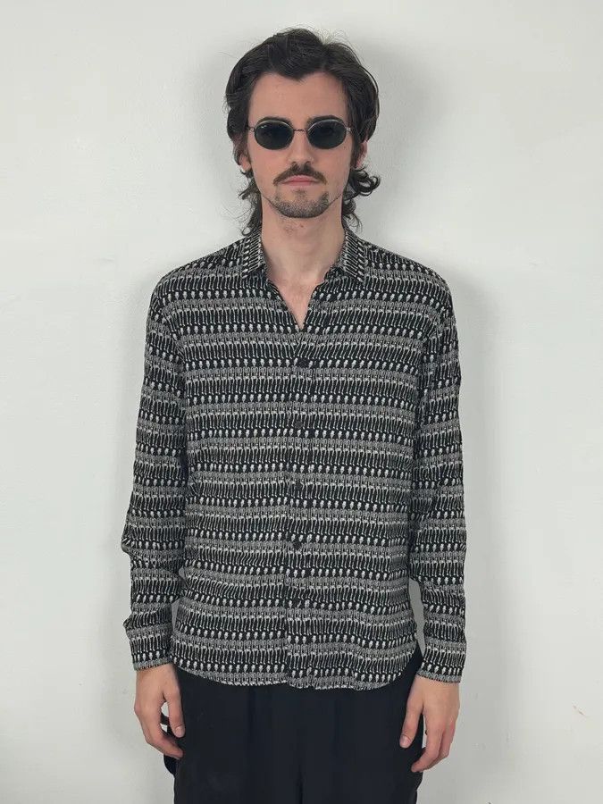 Saint Laurent Paris FW2016 Saint Laurent Black Skeleton Print Shirt by Hedi Slimane Size US S / EU 44-46 / 1 - 2 Thumbnail