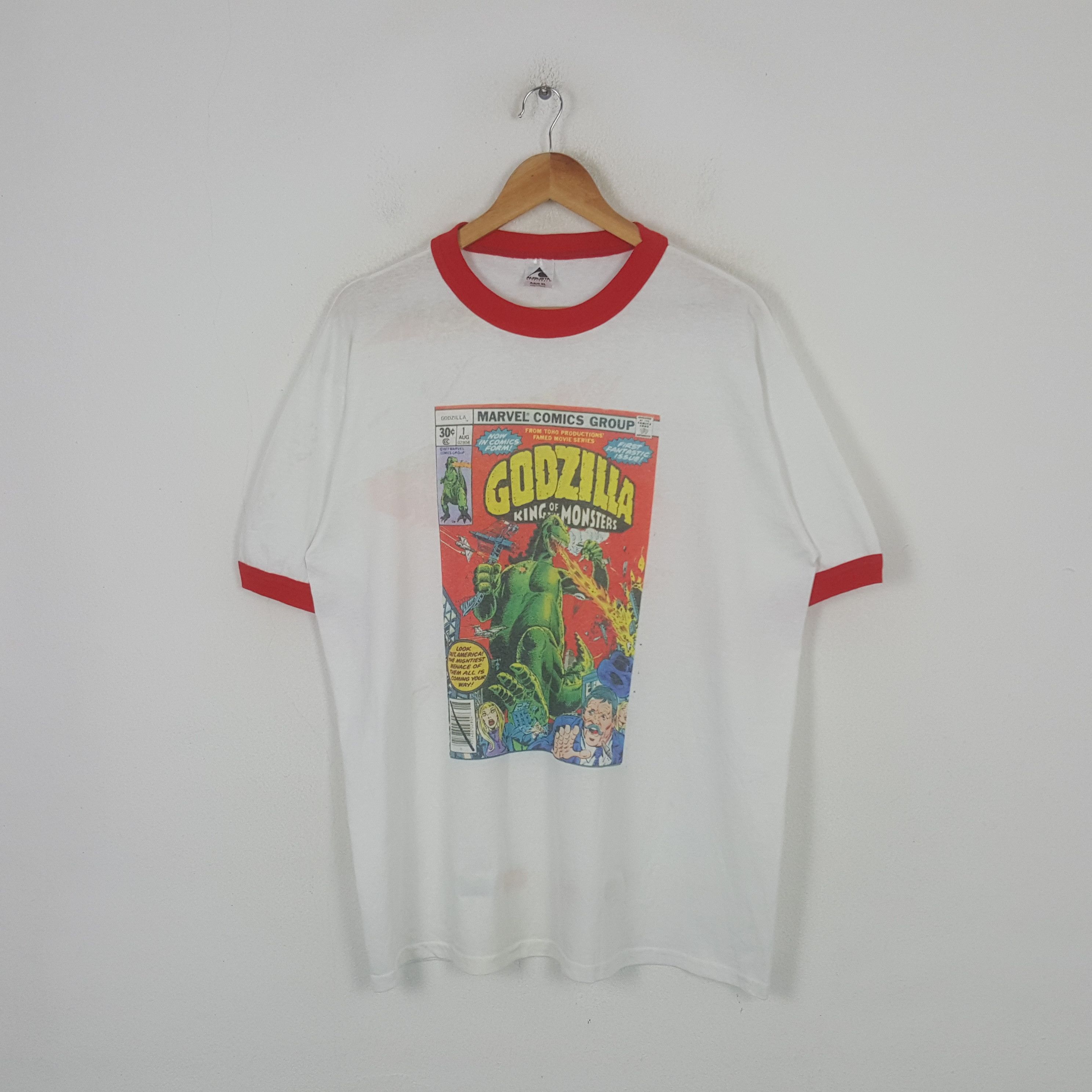 Marvel Comics Vintage Godzilla Marvel Comics Group Ringer Tshirt RR27 Size US XL / EU 56 / 4 - 1 Thumbnail