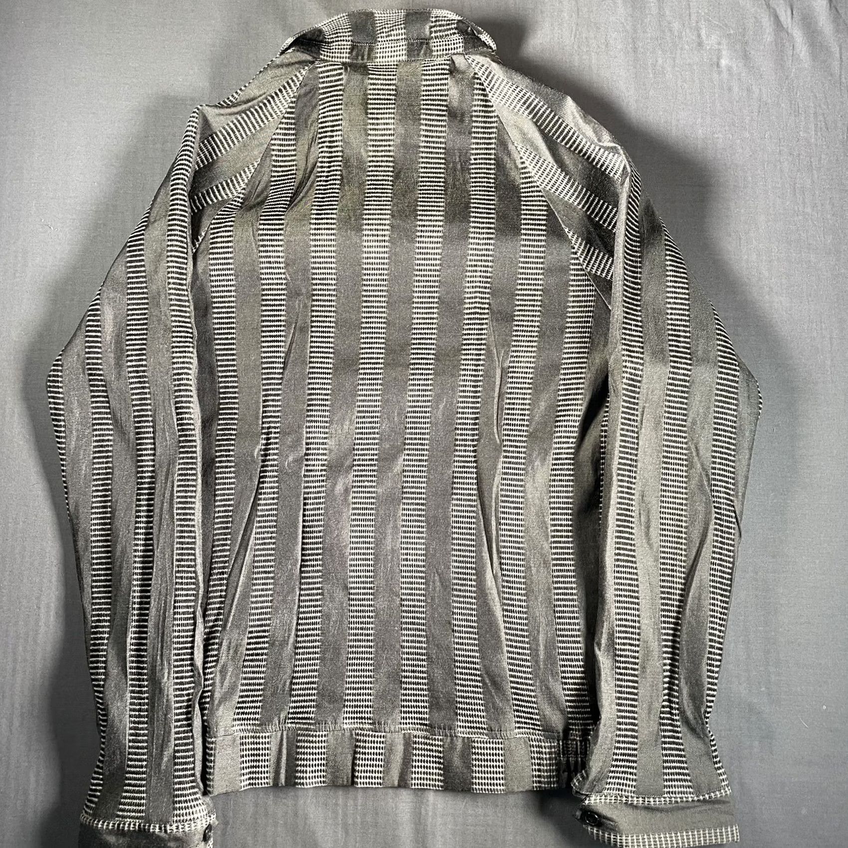Etro Stussy Jacket Mens Medium Gray Striped Full Zip Polyester Rayon Retro Streetwear Bomber Zip Pocket Embroidered Logo Size US M / EU 48-50 / 2 - 8 Thumbnail