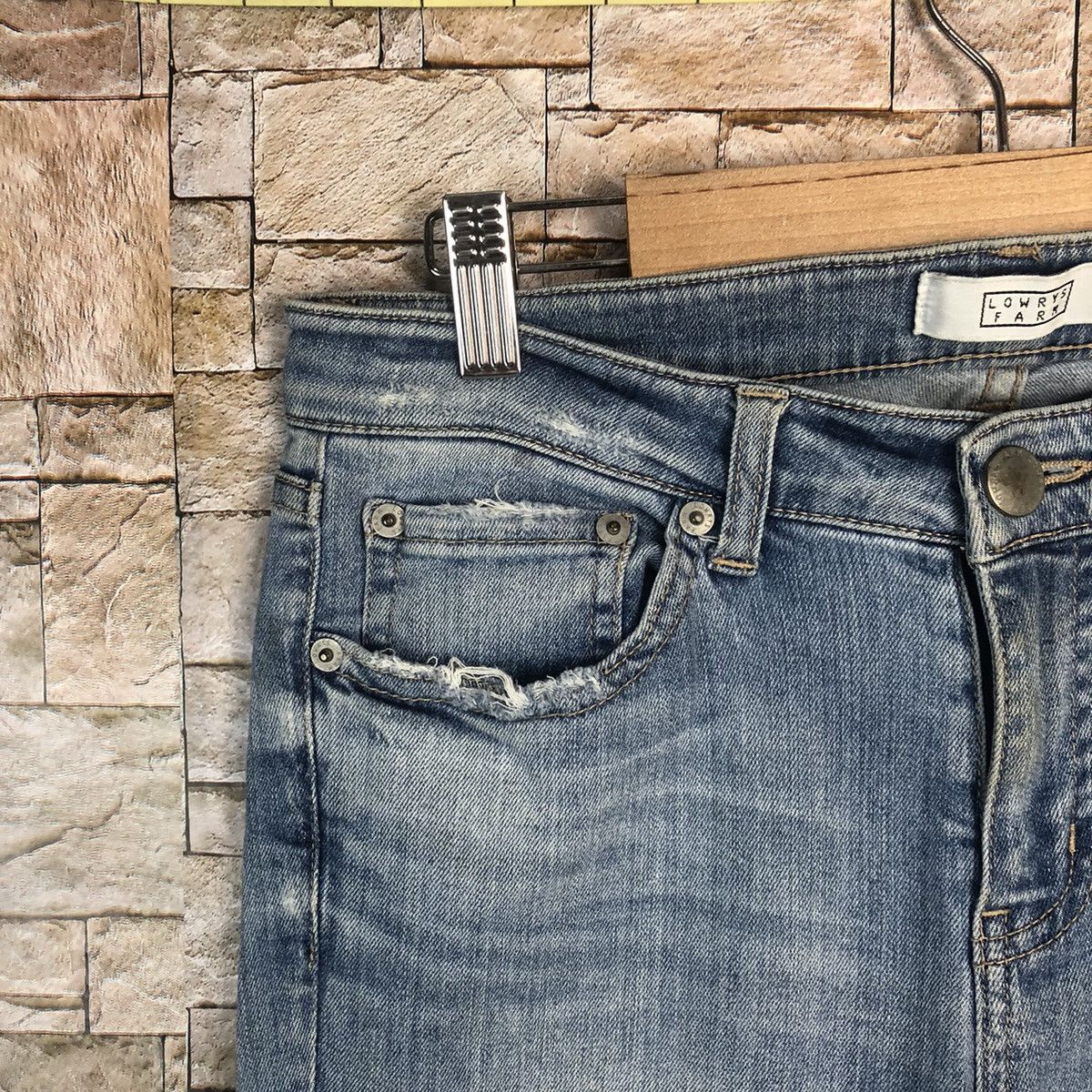 LOWRYS FARM Lowrys Farm sashiko patchwork Blue Denim Pants #A75 Size US 30 / EU 46 - 8 Thumbnail