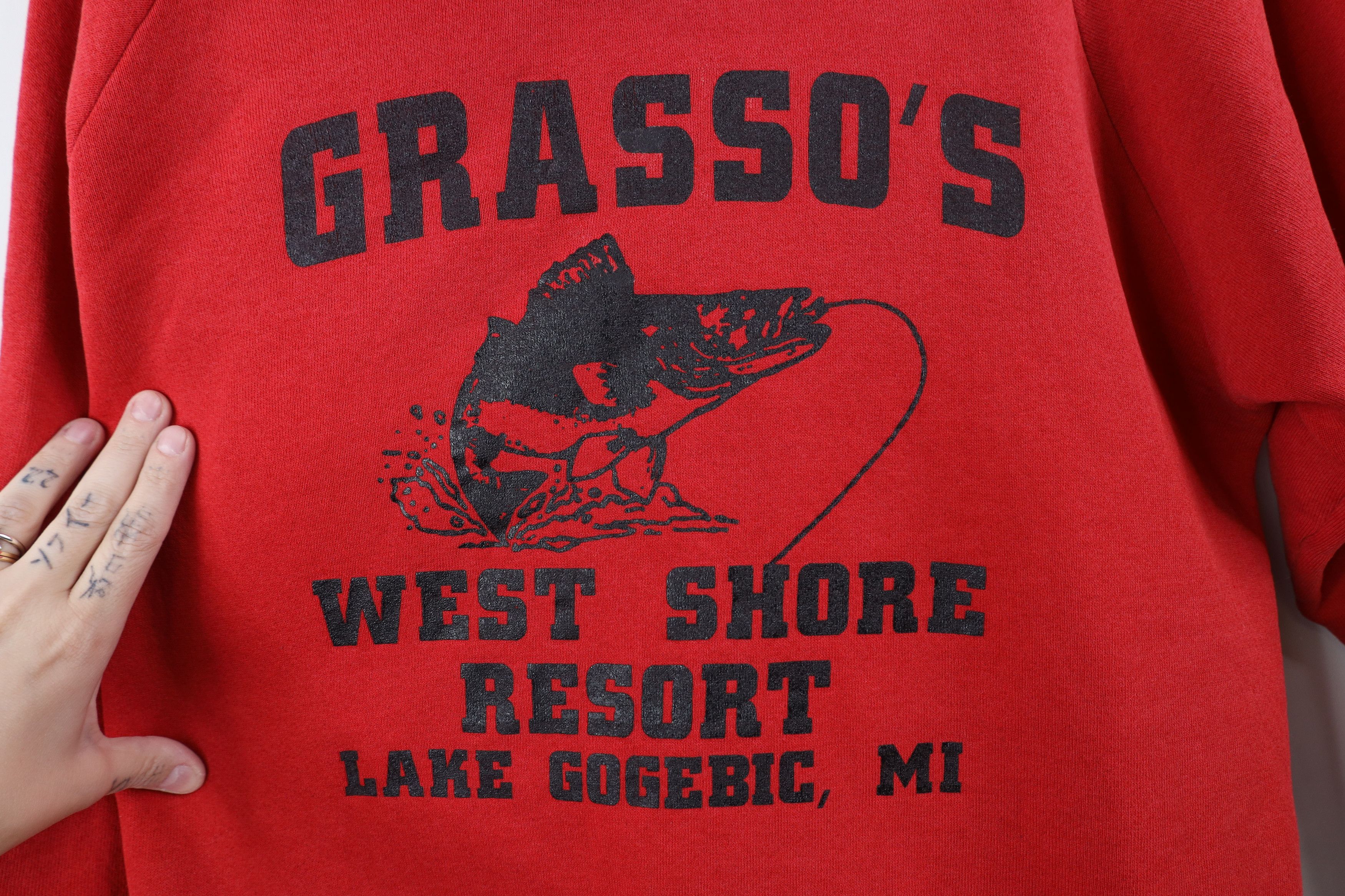 Vintage Vintage 90s Bass Fishing Michigan Hoodie Sweatshirt Red USA Size US XL / EU 56 / 4 - 4 Thumbnail