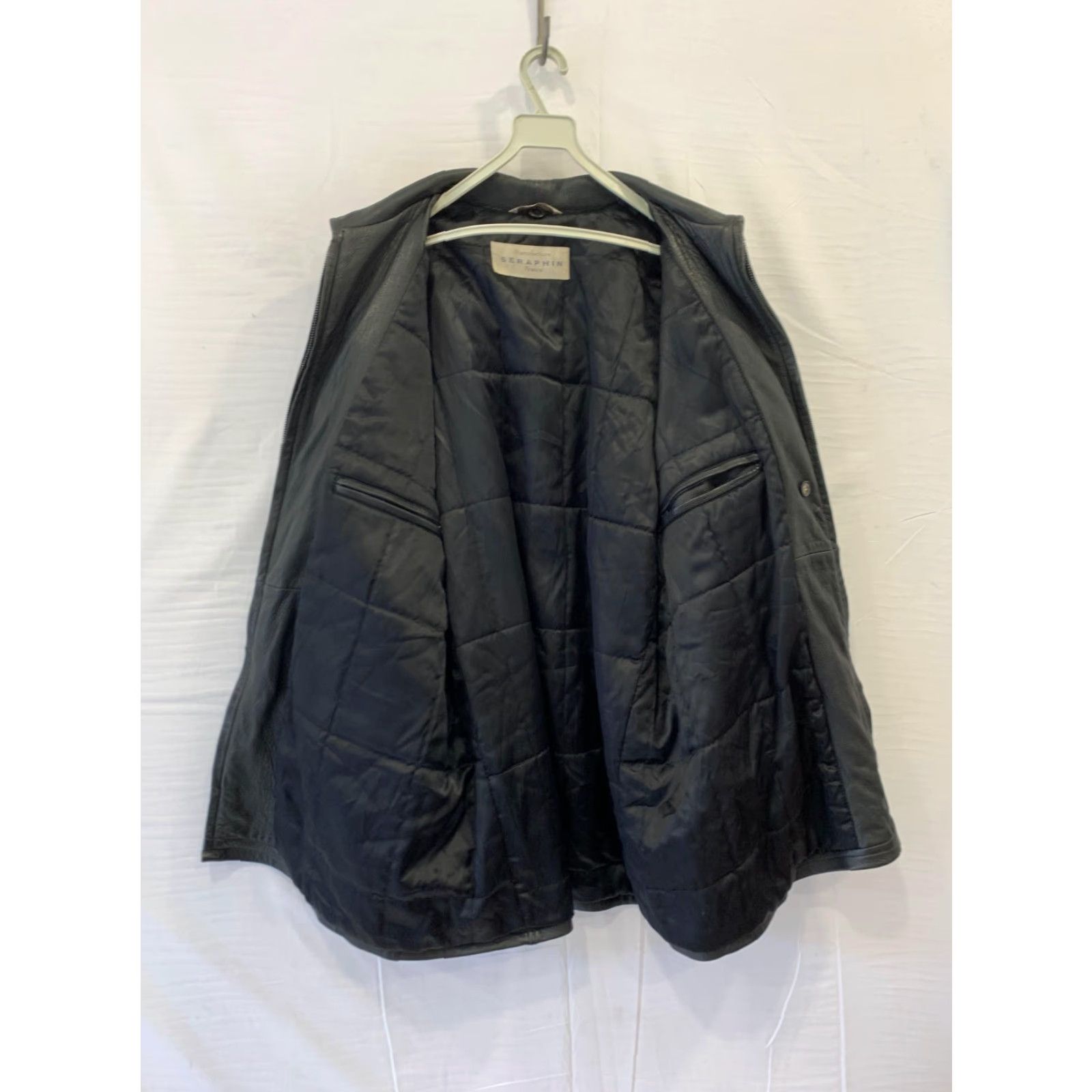Vintage VINTAGE Seraphin Paris Leather Jacket Men’s XL Oversized Black Leather Coat - Classic Zip Front, Made in France Size US XL / EU 56 / 4 - 6 Thumbnail
