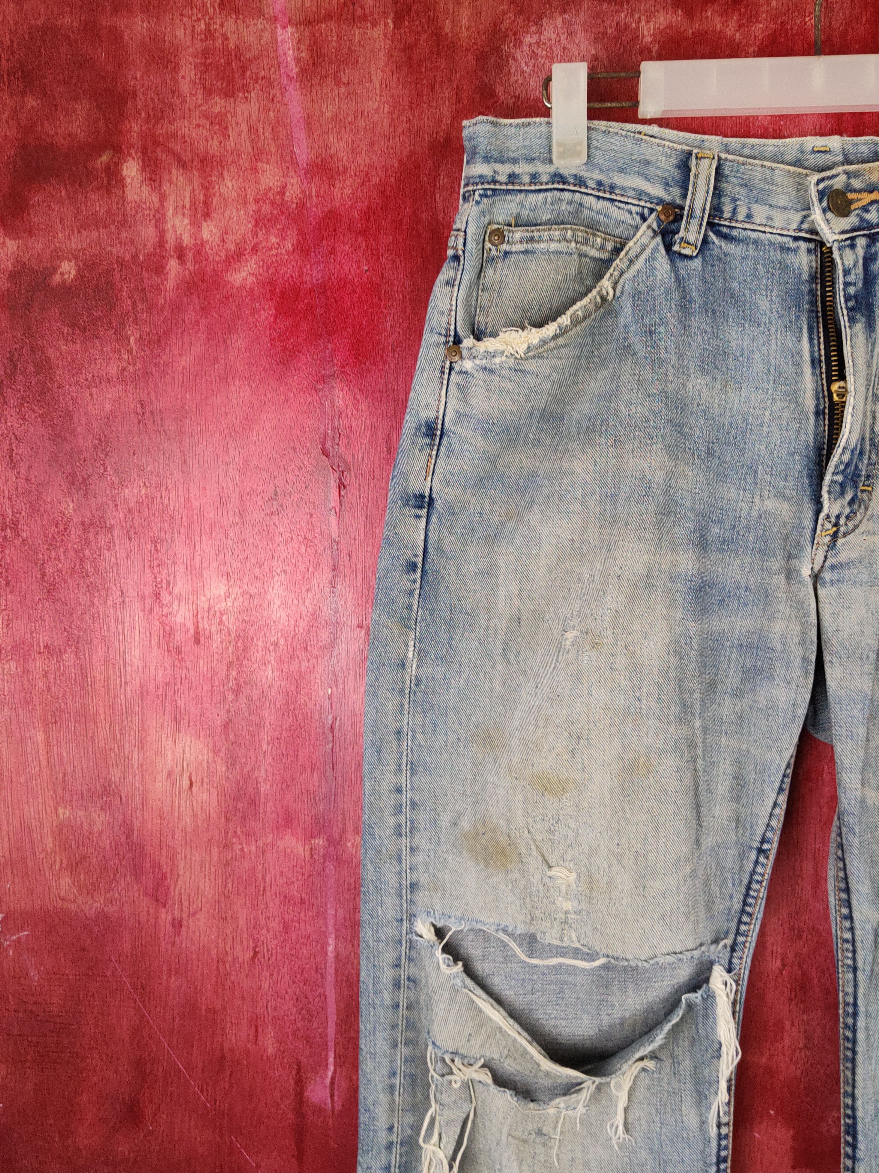 Japanese Brand Lee vintage Blue Distressed Ripped Jeans #S1694 Size US 32 / EU 48 - 3 Thumbnail