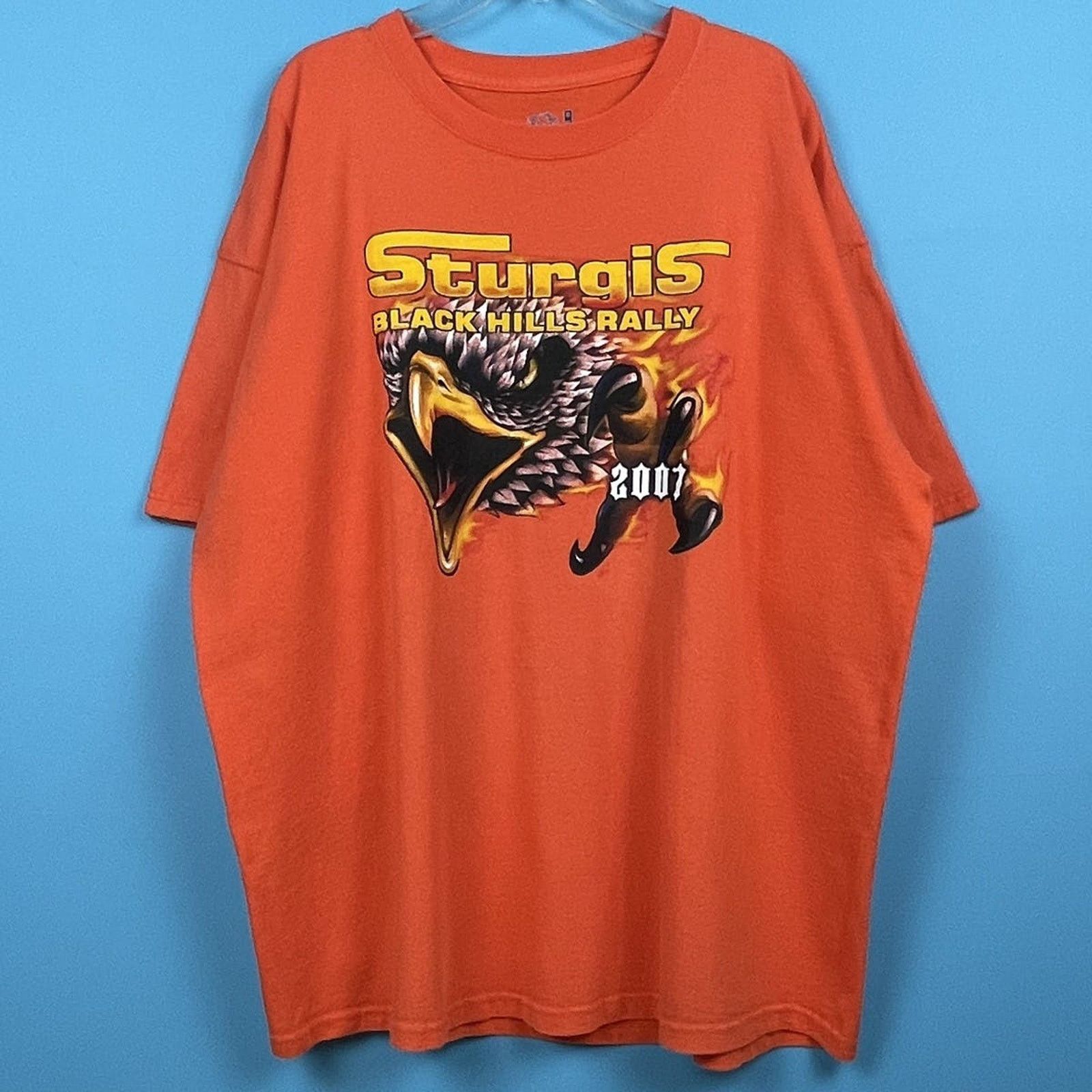 image of Made In USA x Racing 2007 Sturgis Bike Rally T in Orange, Men's (Size XL)