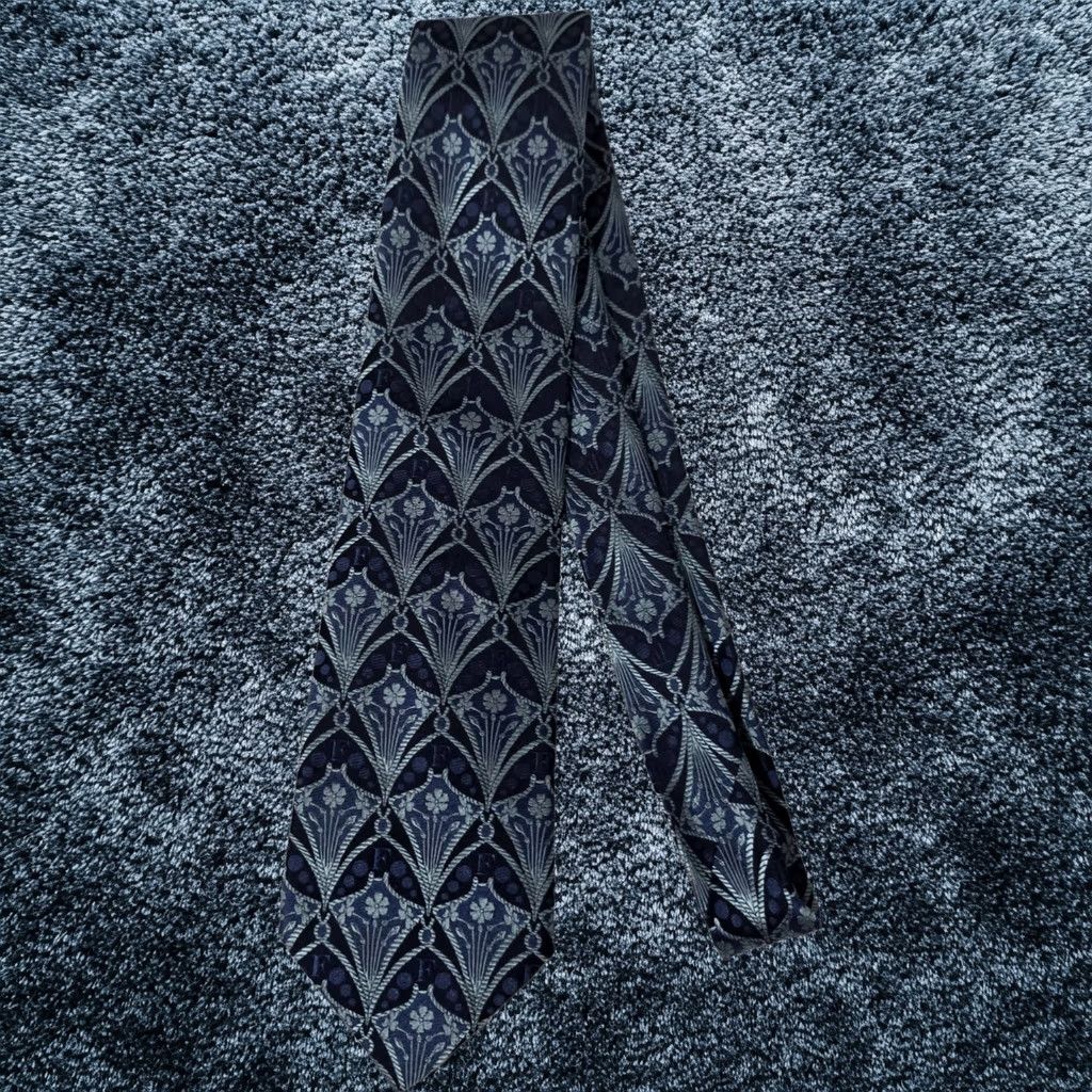 Gianfranco Ferre Silk Necktie Blue Geo 3 5/8" X 58" Made In Italy Mens Designer, Men's