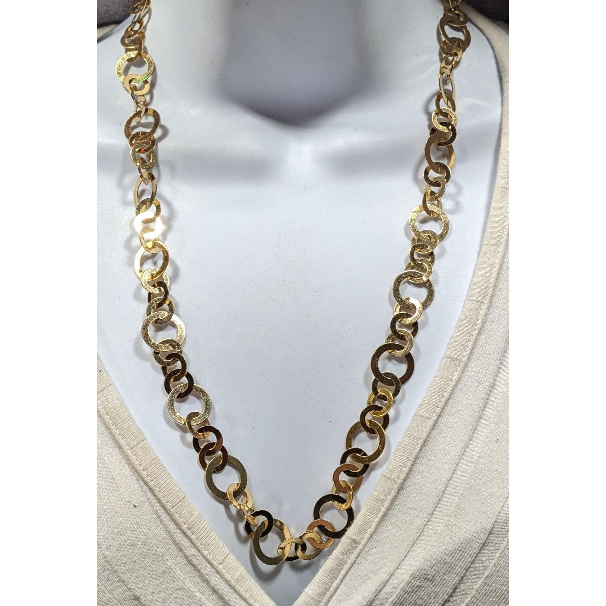 Other Geometric Gold Tone Metal Ring Link Necklace Size ONE SIZE - 2 Thumbnail