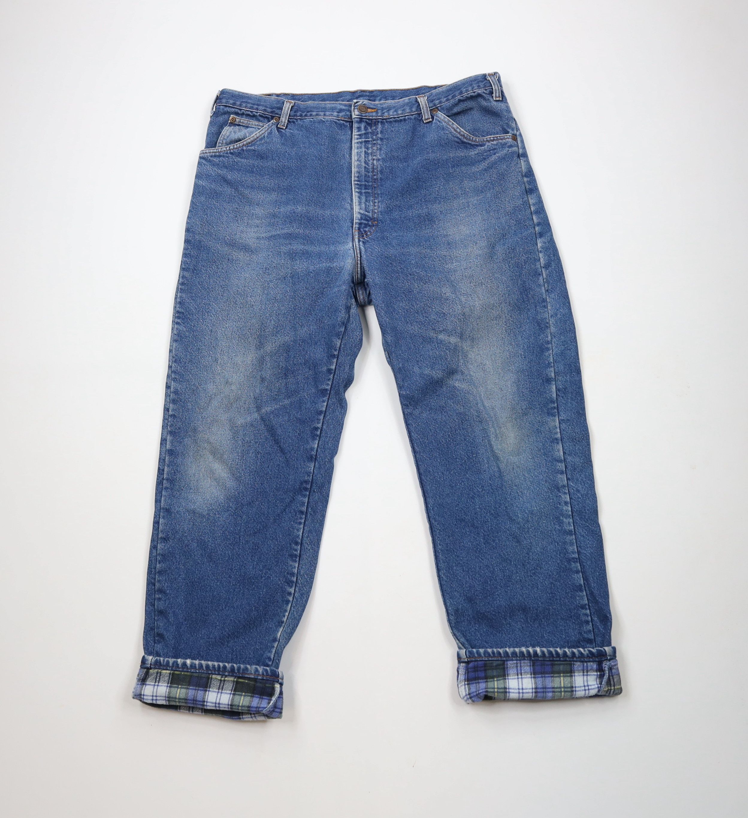 Dickies × Vintage Vintage 90s Dickies Flannel Lined Wide Leg Denim Jeans Size US 40 / EU 56 - 1 Thumbnail