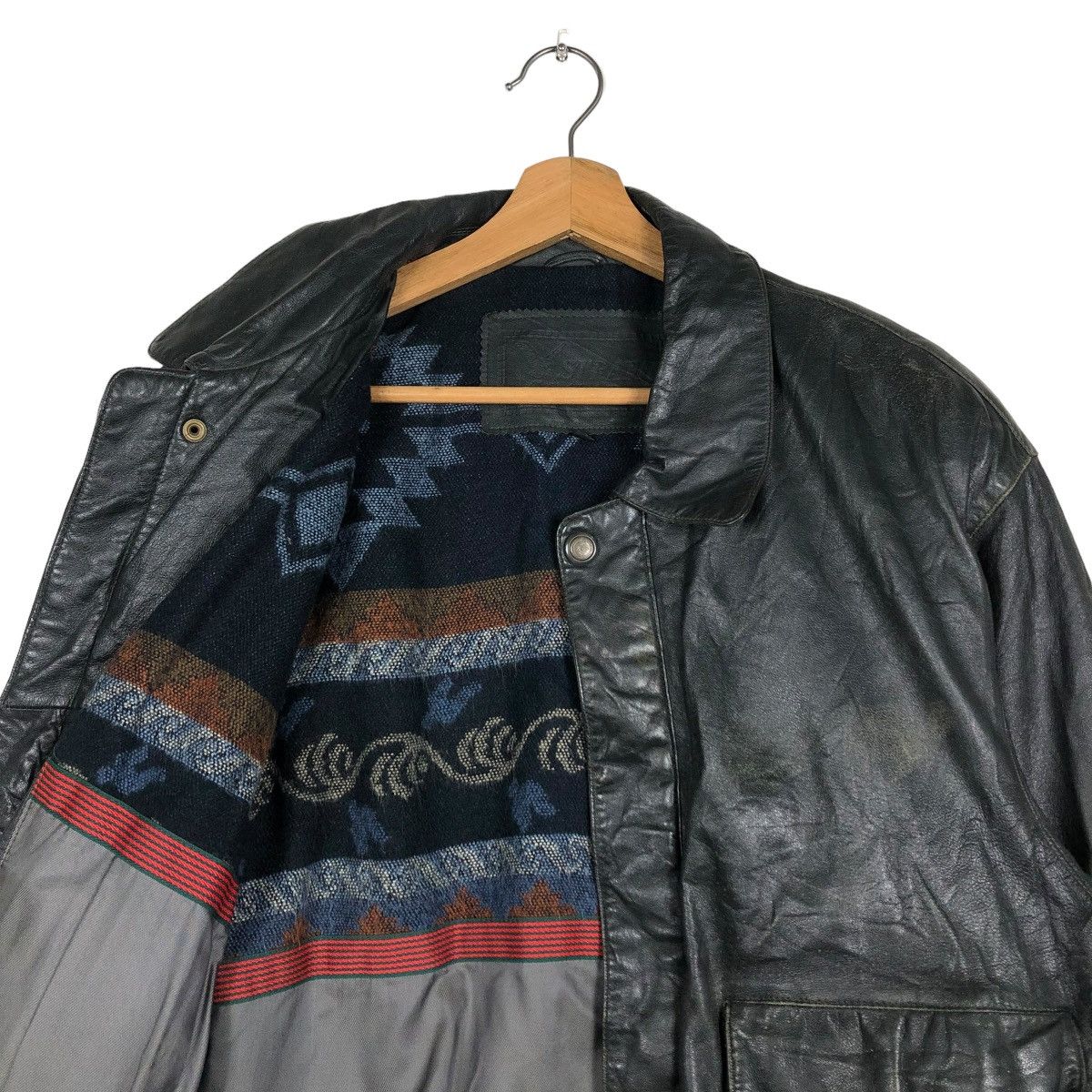Japanese Brand 🔥VINTAGE LEATHER JACKET BIKER JAPAN BLANKET ISSEY MIYAKE Size US L / EU 52-54 / 3 - 14 Thumbnail
