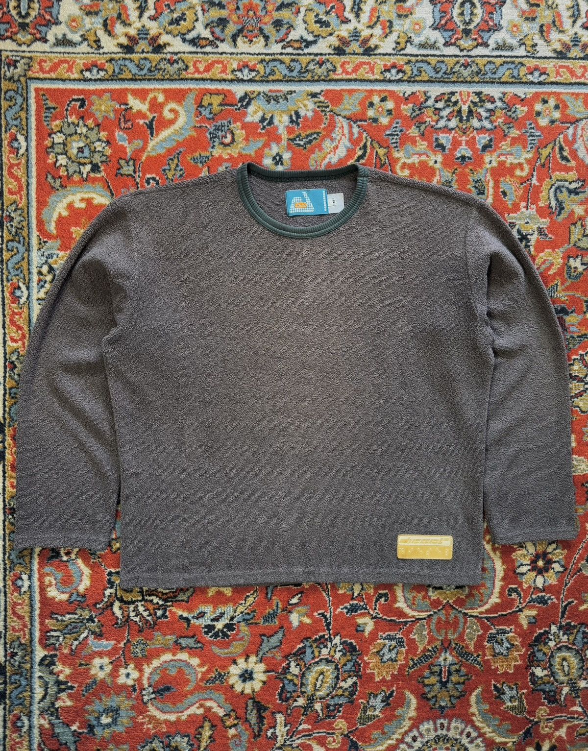 Diesel × Vintage 90s Vintage Diesel Rubber Logo Towel Knit Jumper Size US L / EU 52-54 / 3 - 4 Thumbnail