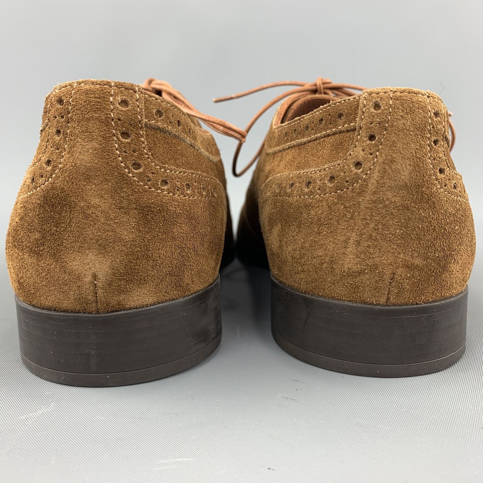 Ralph Lauren RALPH LAUREN Brown Perforated Suede Wingtip Lace Up Shoes Size US 8 / EU 41 - 6 Thumbnail