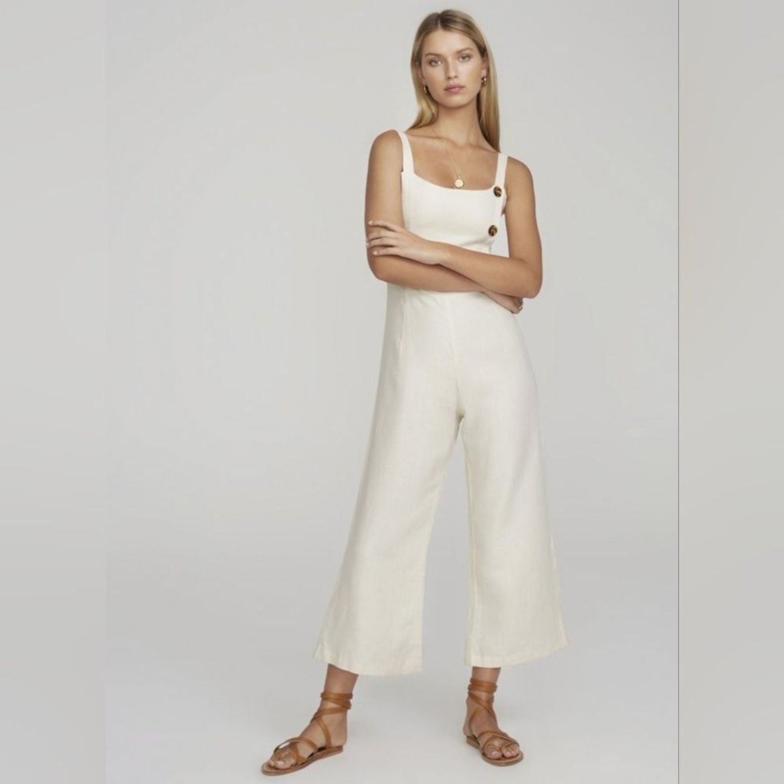 FAITHFULL Faithfull The Brand Saints Marie Linen Coverall Jumpsuit S Size 26" / US 2 / IT 38 - 3 Thumbnail