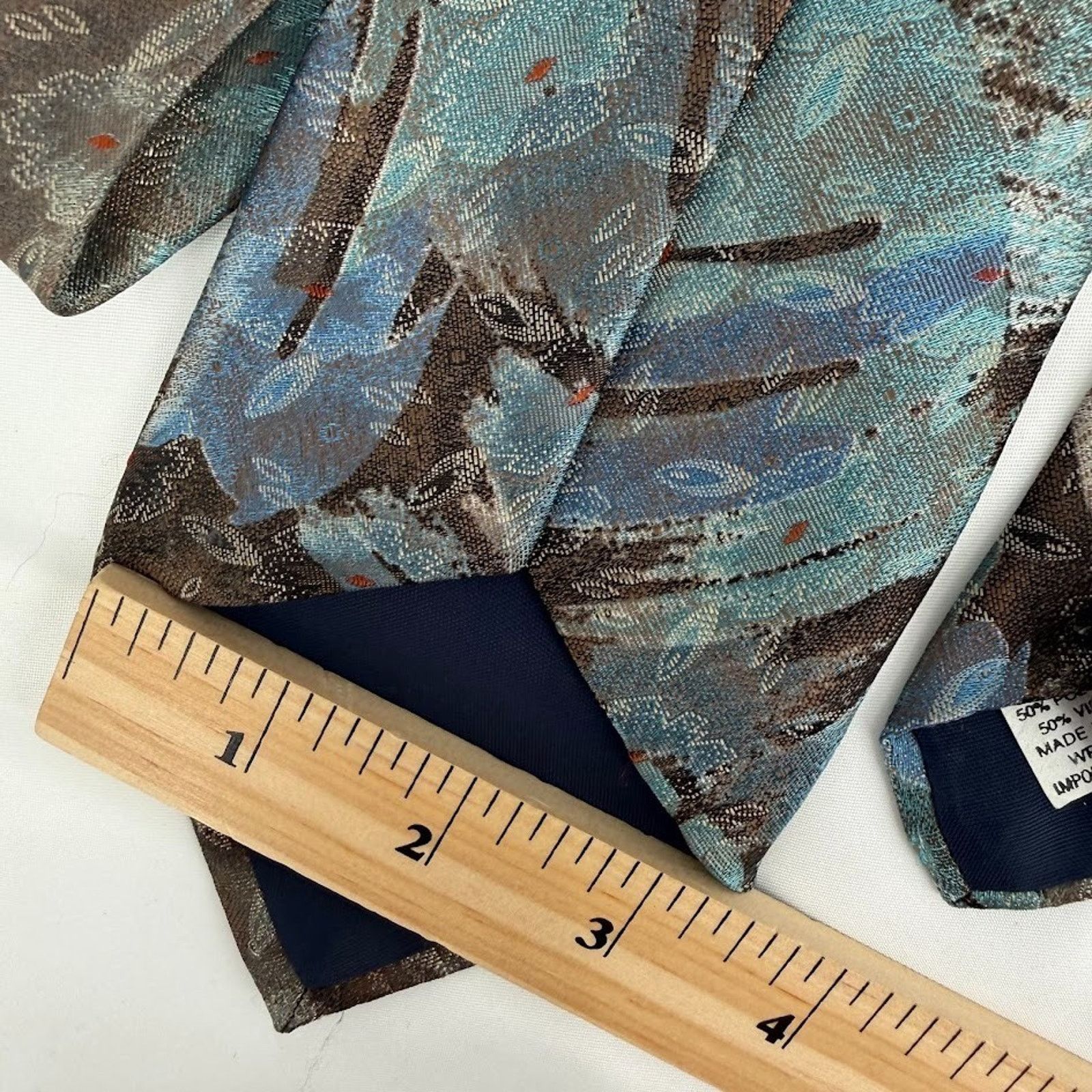 Valentino Marco Valentino Vintage Floral Tie Blue Brown Made USA Size ONE SIZE - 6 Thumbnail