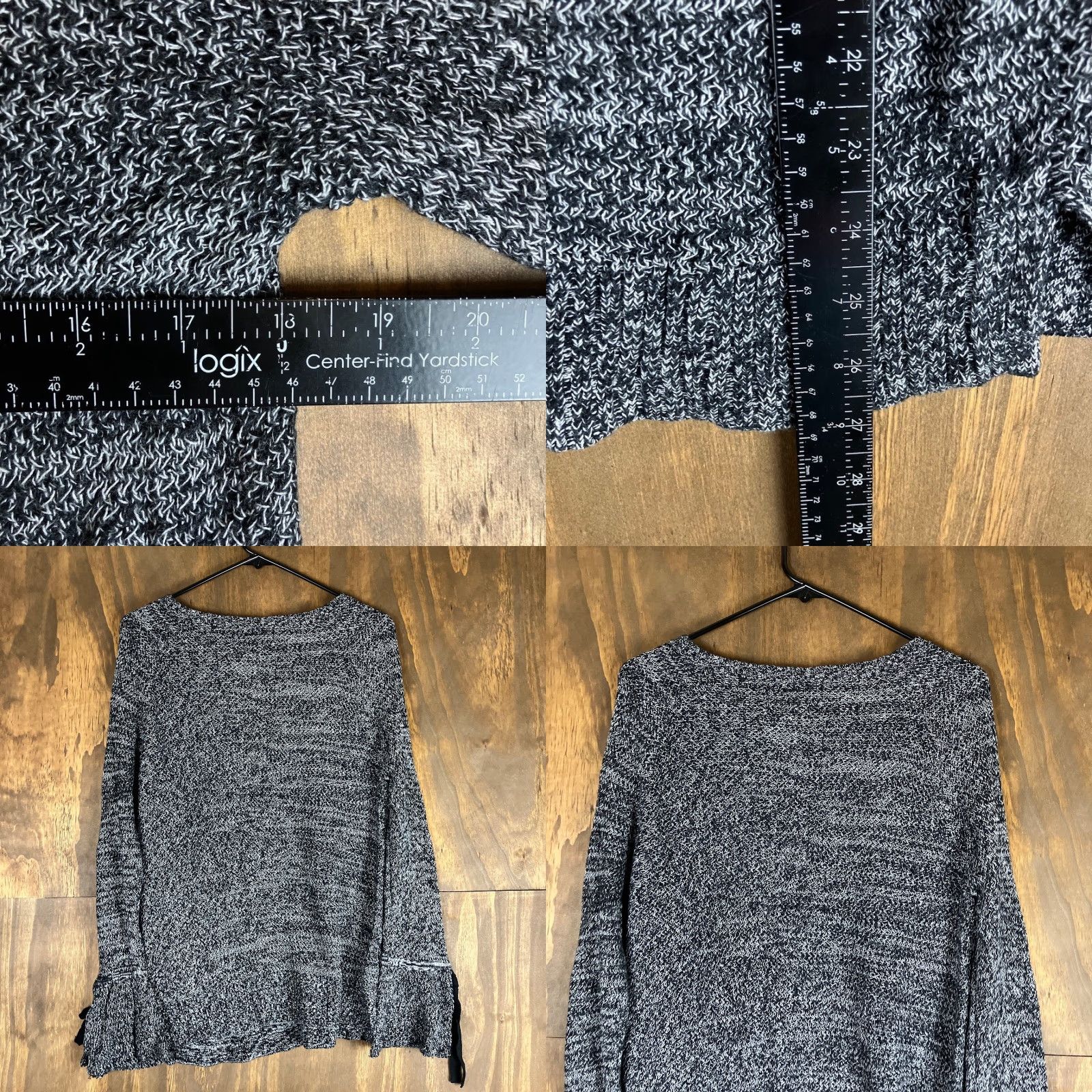 Loft LOFT Womens Sweater Black White Knit Crew Neck Flared Sleeve 100% Cotton M Sweater Size M / US 6-8 / IT 42-44 - 8 Thumbnail