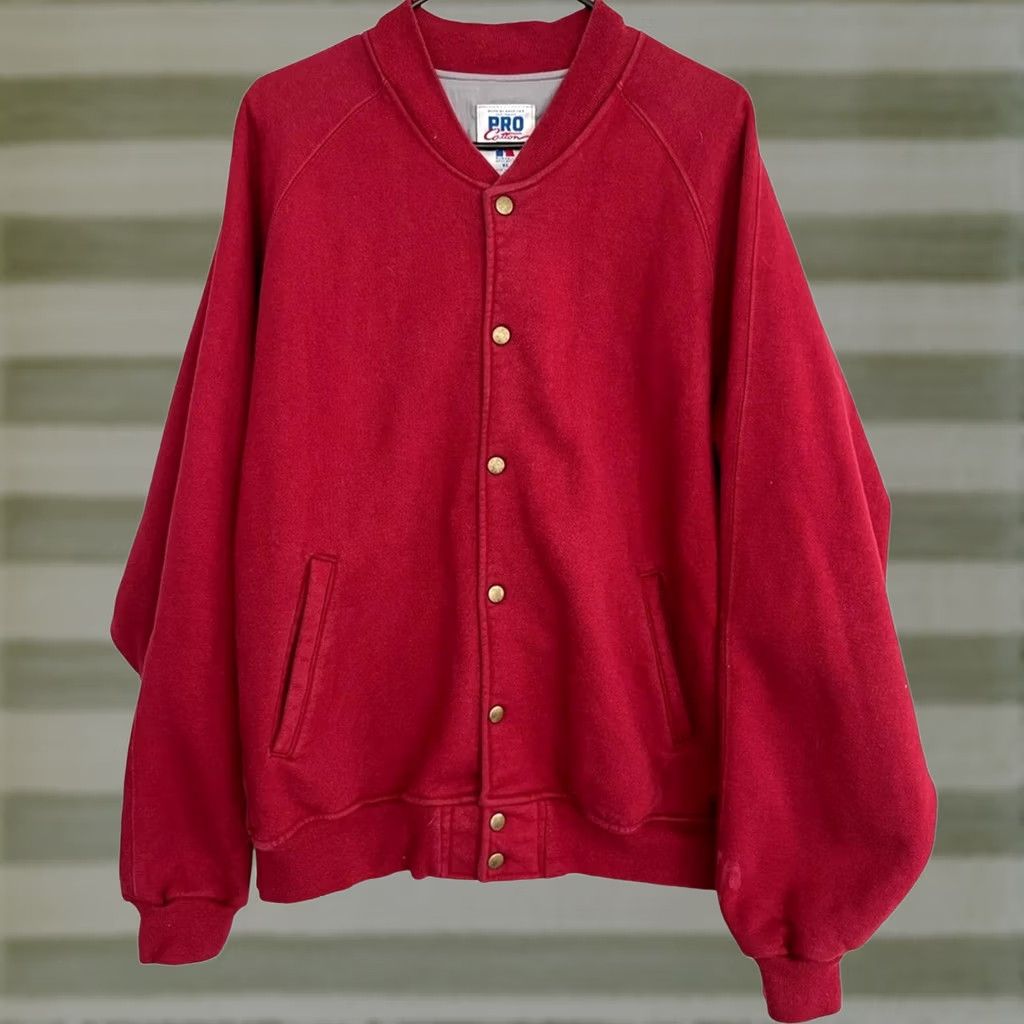 Russell Athletic VINTAGE Russell Athletic Jacket Mens XL Red 90s Pro Cotton Button Maroon Size RARE USA Size US XL / EU 56 / 4 - 1 Thumbnail