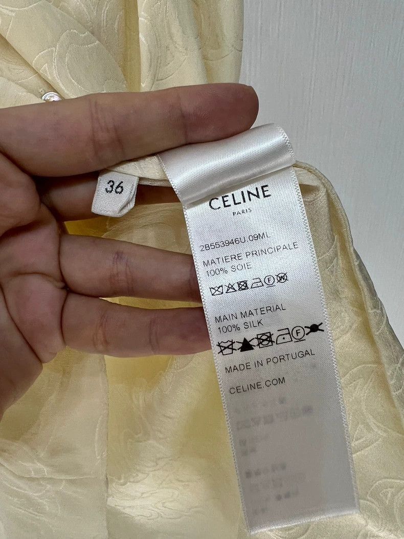 Celine Celine Silk Shirt with Logo Design Size S / US 4 / IT 40 - 4 Thumbnail
