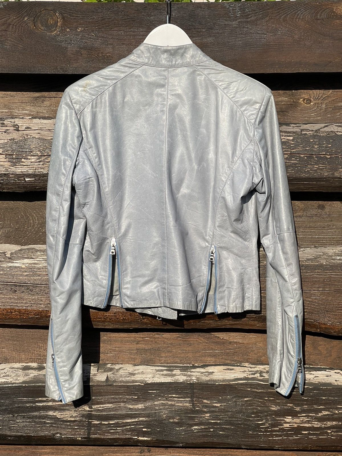 Designer Ventcouvert Paris Blue Leather Biker Jacket Size L / US 10 / IT 46 - 10 Thumbnail