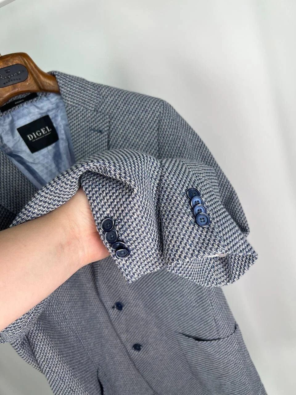 Other Digel Jersey Men's Half Lined Blue White Modern Fit Blazer Size 44L - 5 Thumbnail