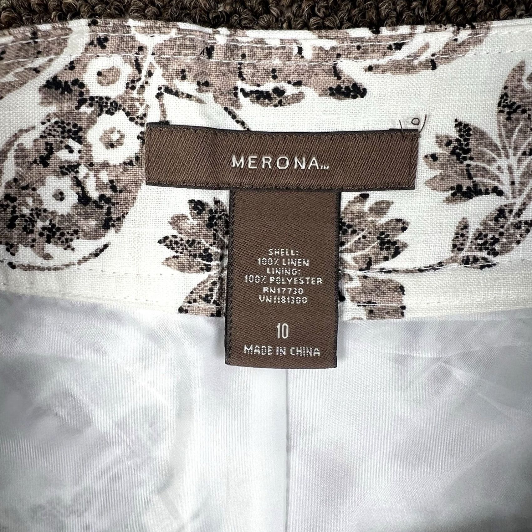 Merona Merona Skirt Womens A-Line 10 Beige Floral 100% Linen Lined Knee Length Zip Vintage: No Shirt? (Note: This line seems incorrect) Size 32" / US 10 / IT 46 - 2 Thumbnail