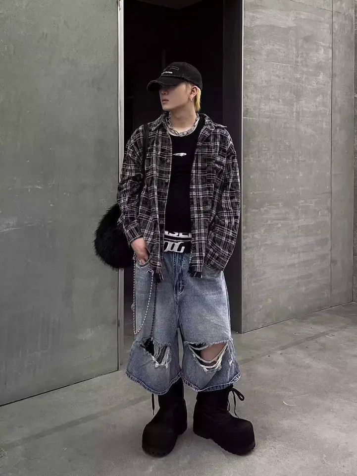 Japanese Brand × Jean Ripped Jorts Jeans Streetwear Size US 32 / EU 48 - 4 Thumbnail