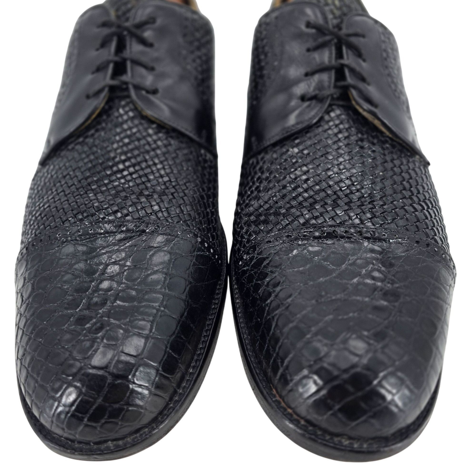 Mezlan Vintage Mezlan Mens 15M Black Exotic Crocodile Woven Leather Size US 15 / EU 48 - 2 Thumbnail