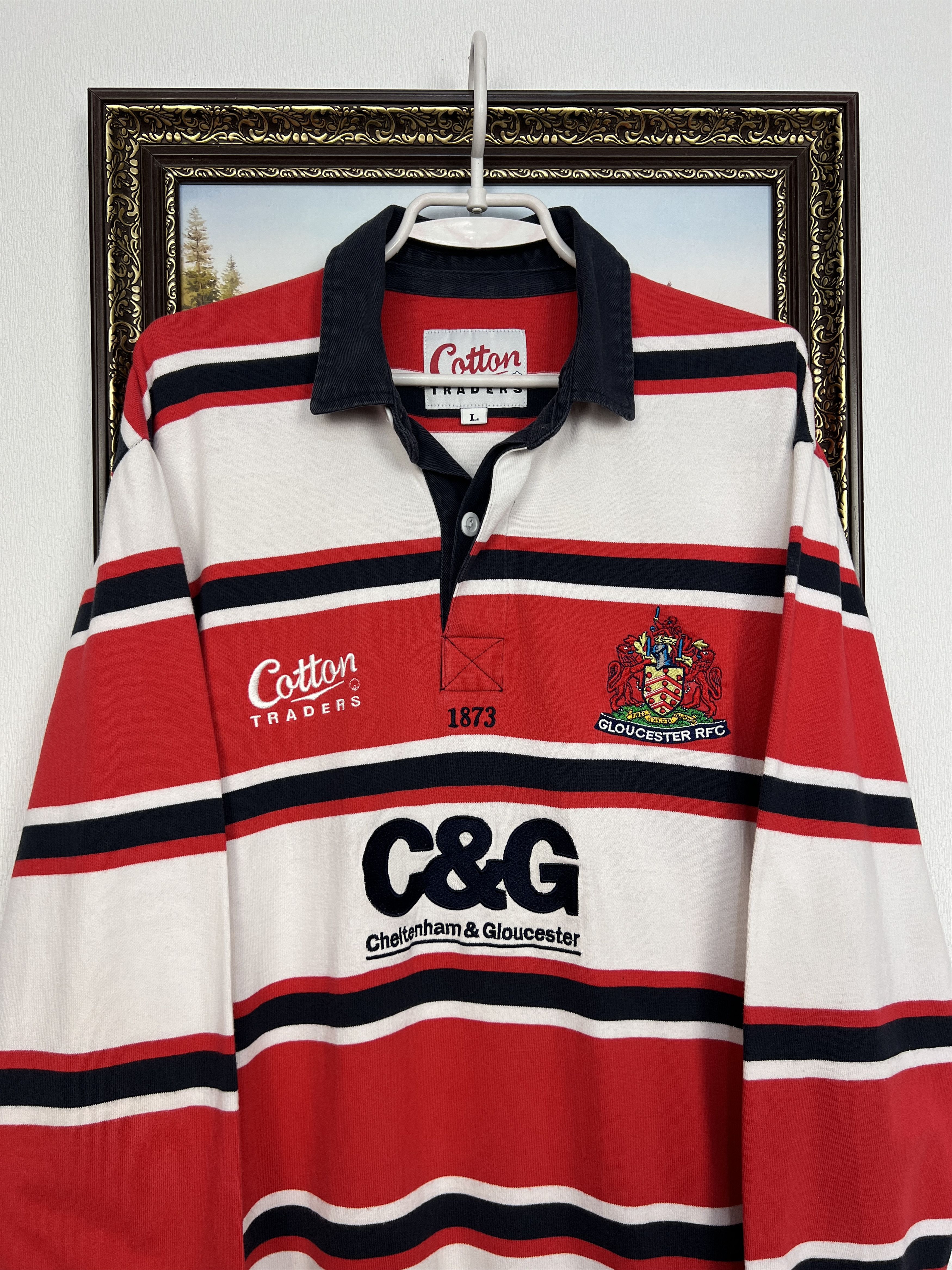 Cotton Traders Vintage Gloucester Rugby Union Jersey Long Sleeve Trikot Size US L / EU 52-54 / 3 - 2 Thumbnail