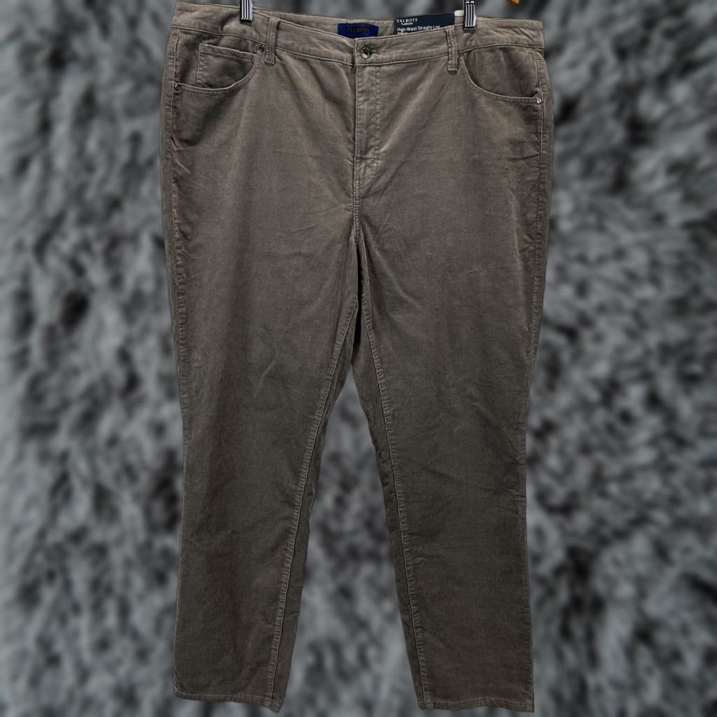 Talbots Talbots High Waist Straight Leg Corduroy Pants 18W Plus Gray Womens Size 40" / US 18 - 1 Thumbnail