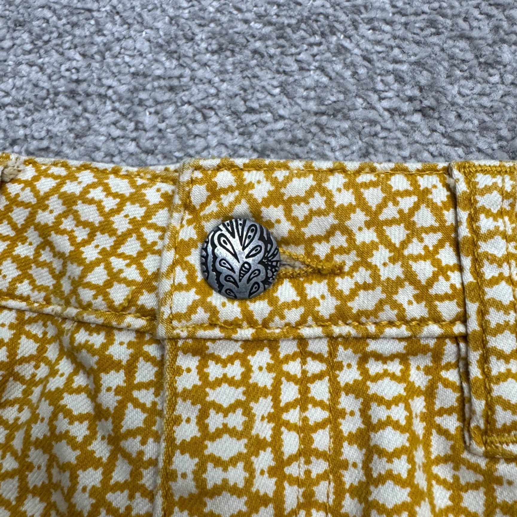 Prana Prana Kara Geometric Organic Cotton Skinny Pants Womens 6 28 Yellow Stretch Size 28" / US 6 / IT 42 - 3 Thumbnail